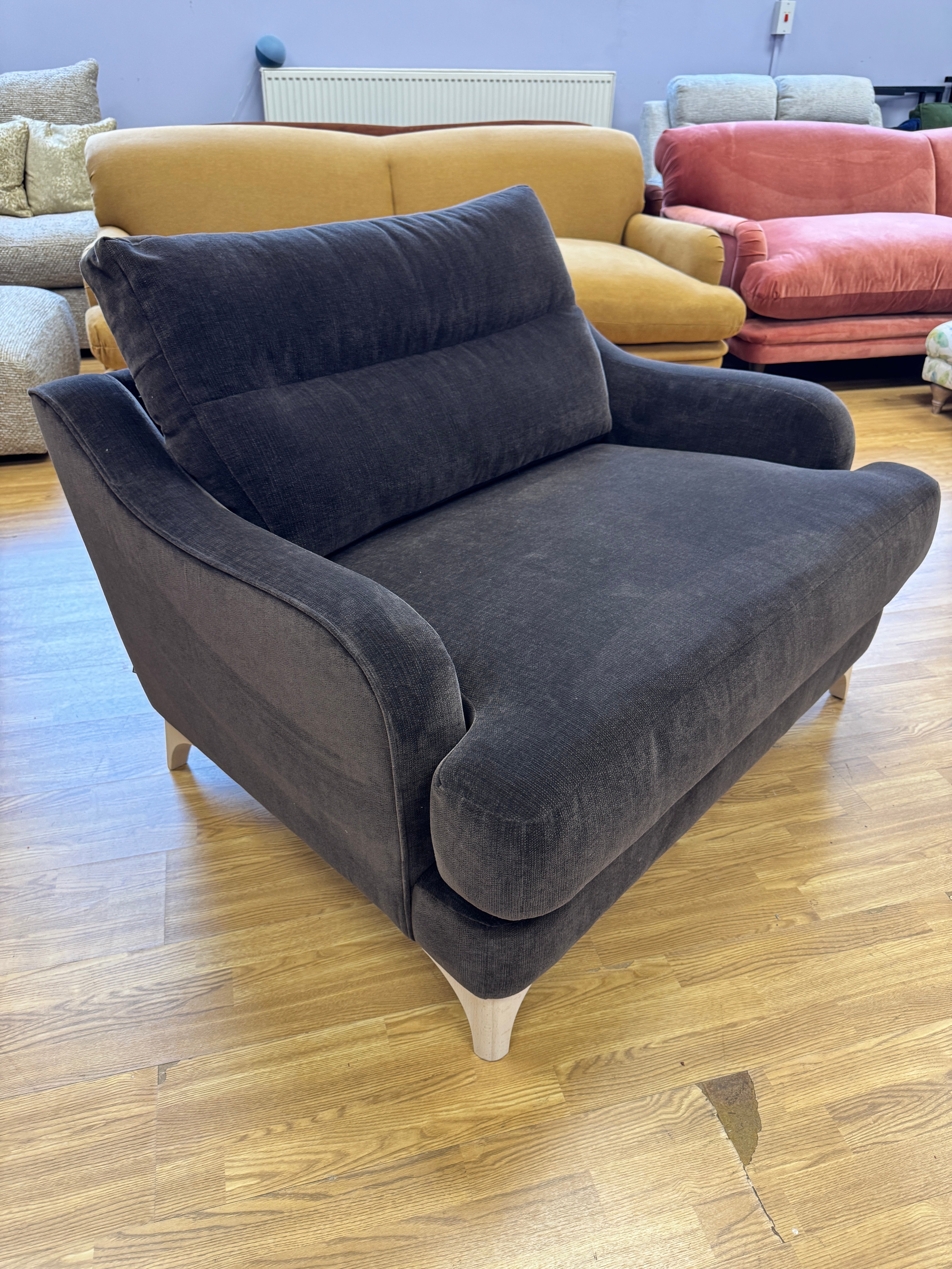 Bletchley Loveseat in Chocolate Brown chenille fabric