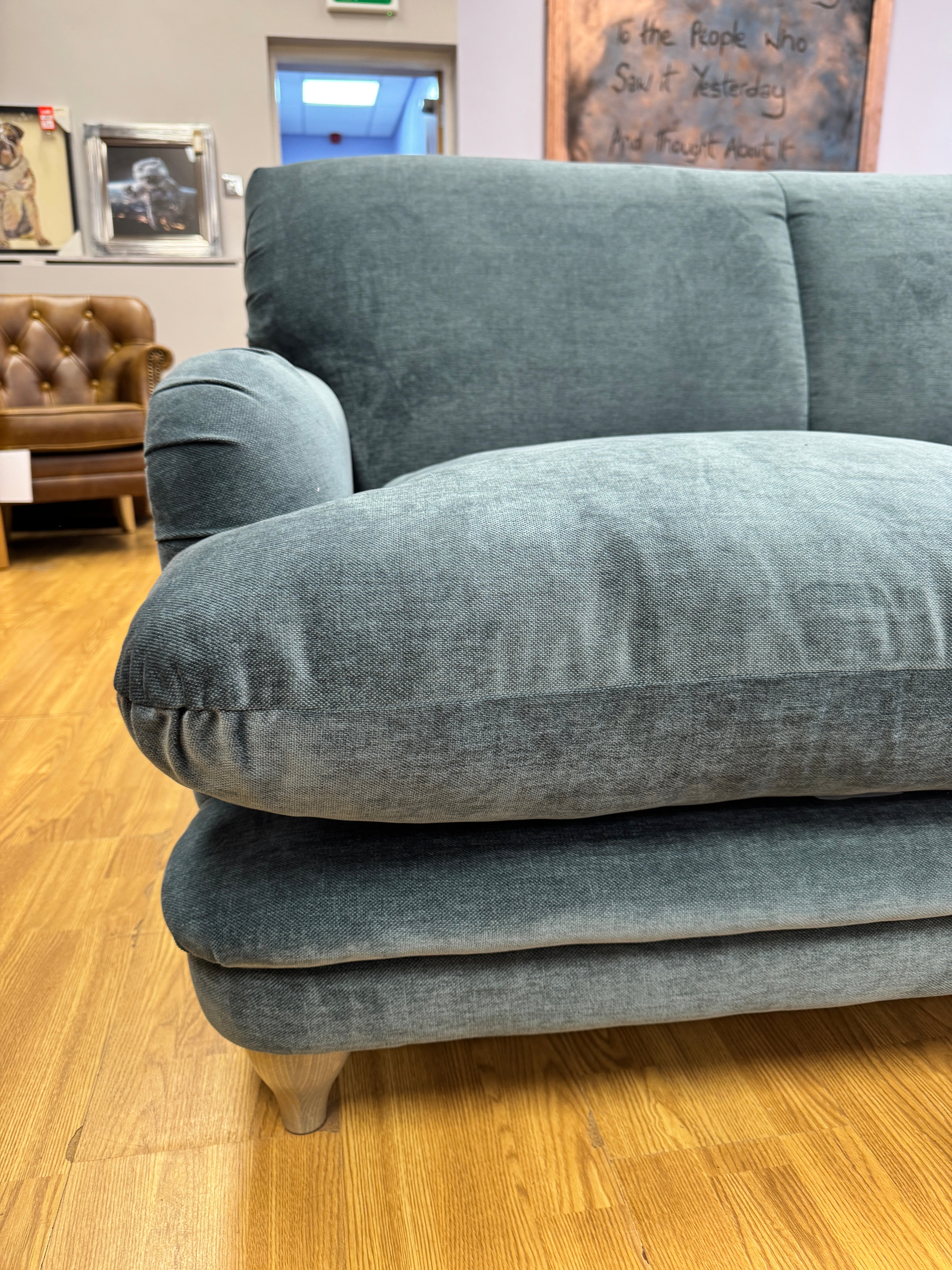 Pudding large sprung back 2 seater sofa in Sopping Seagrass Teal chenille