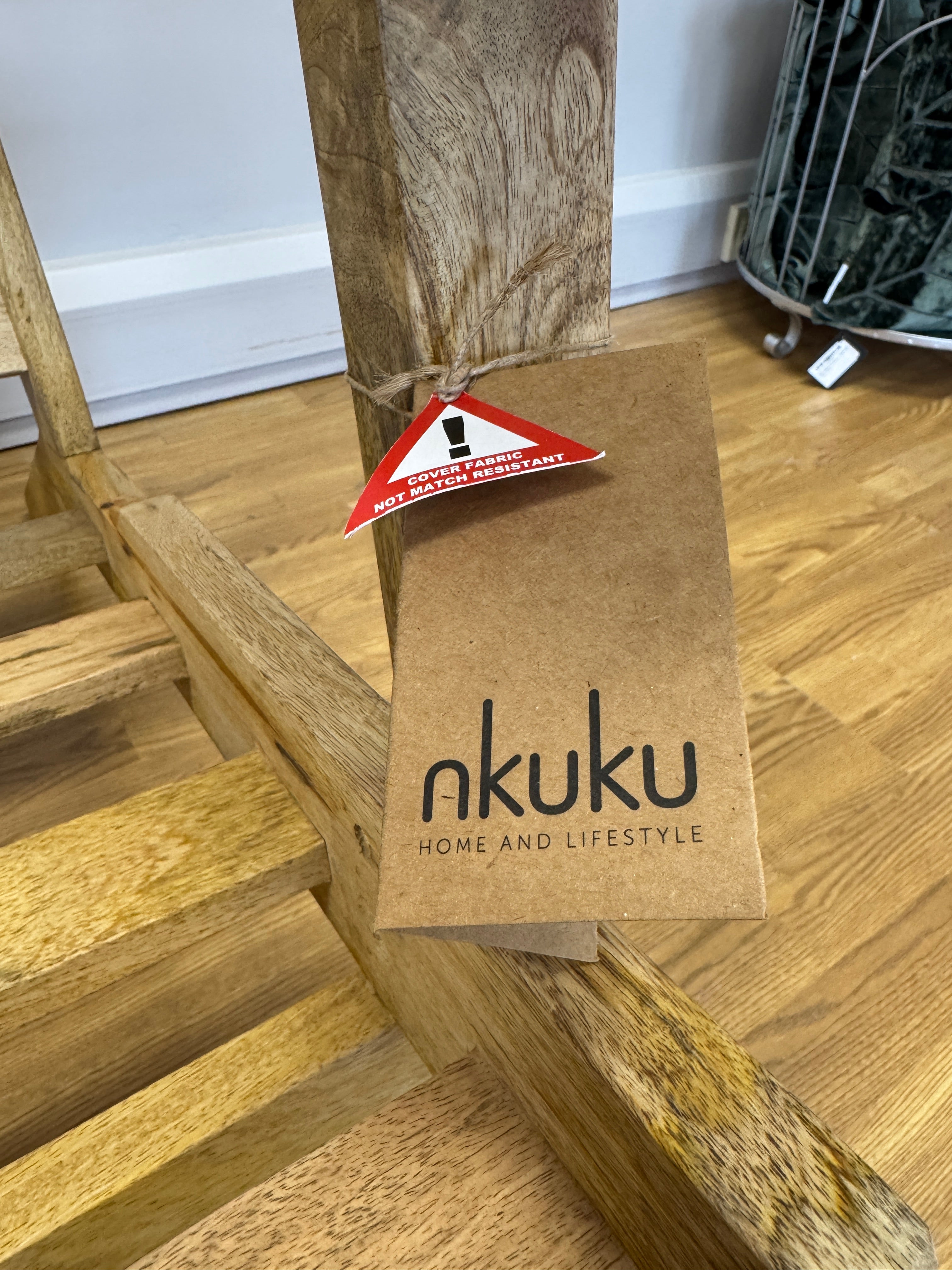 Nkuku Keya chunky natural weave & mango wood accent chair