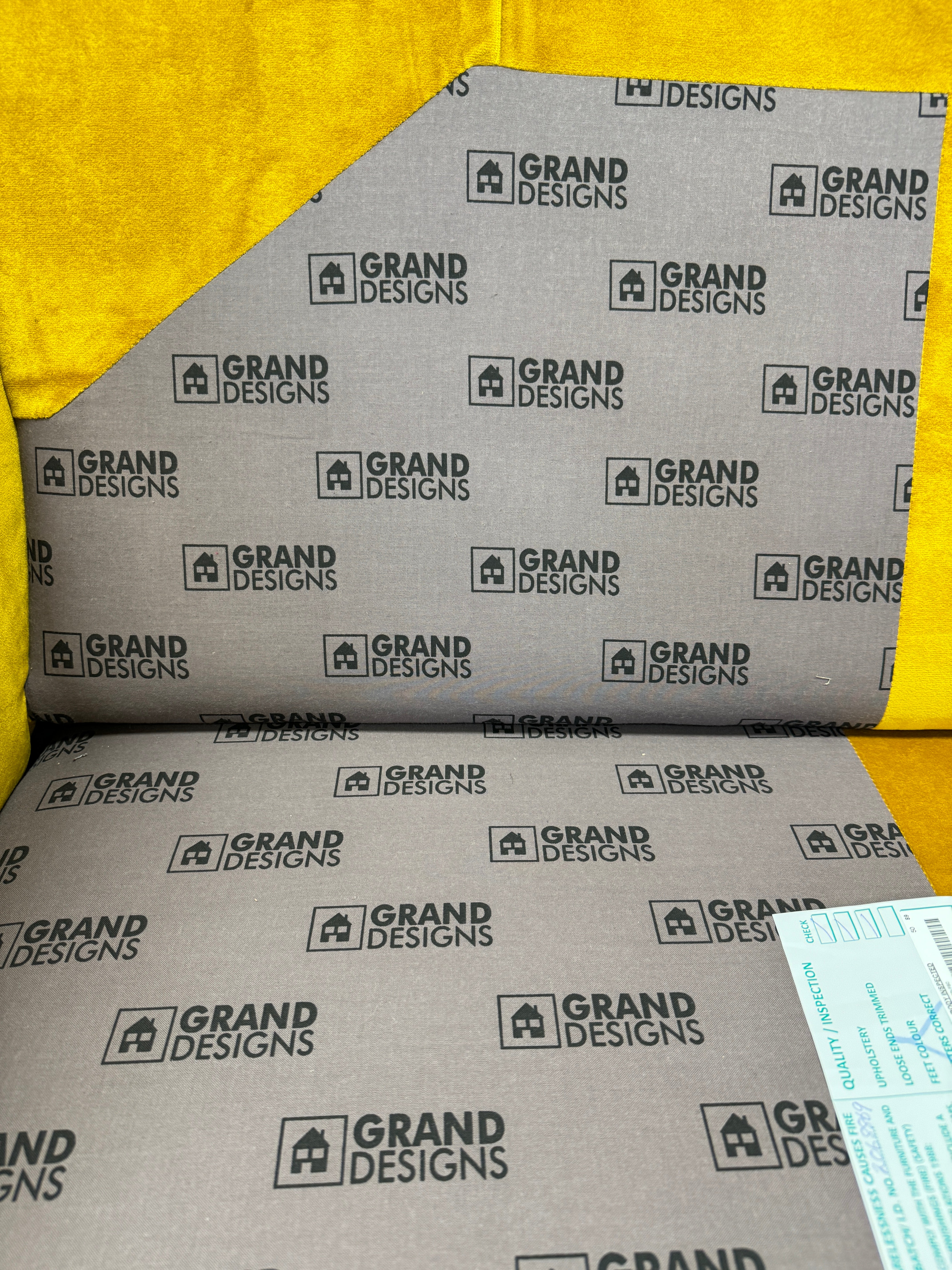GRAND DESIGNS FARNHAM 2 seater standard back sofa in mustard velvet fabric
