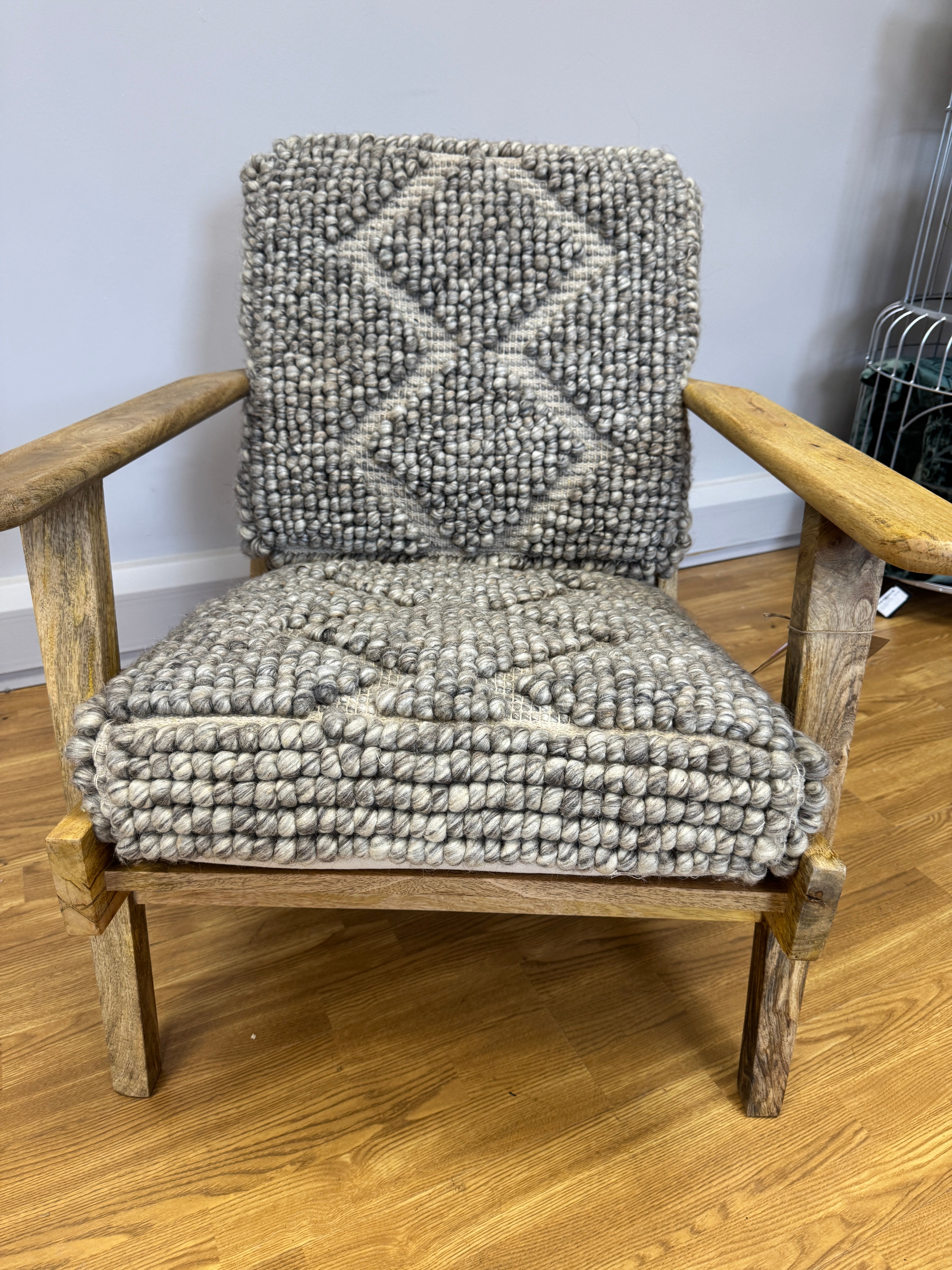 Nkuku Keya chunky natural weave & mango wood accent chair