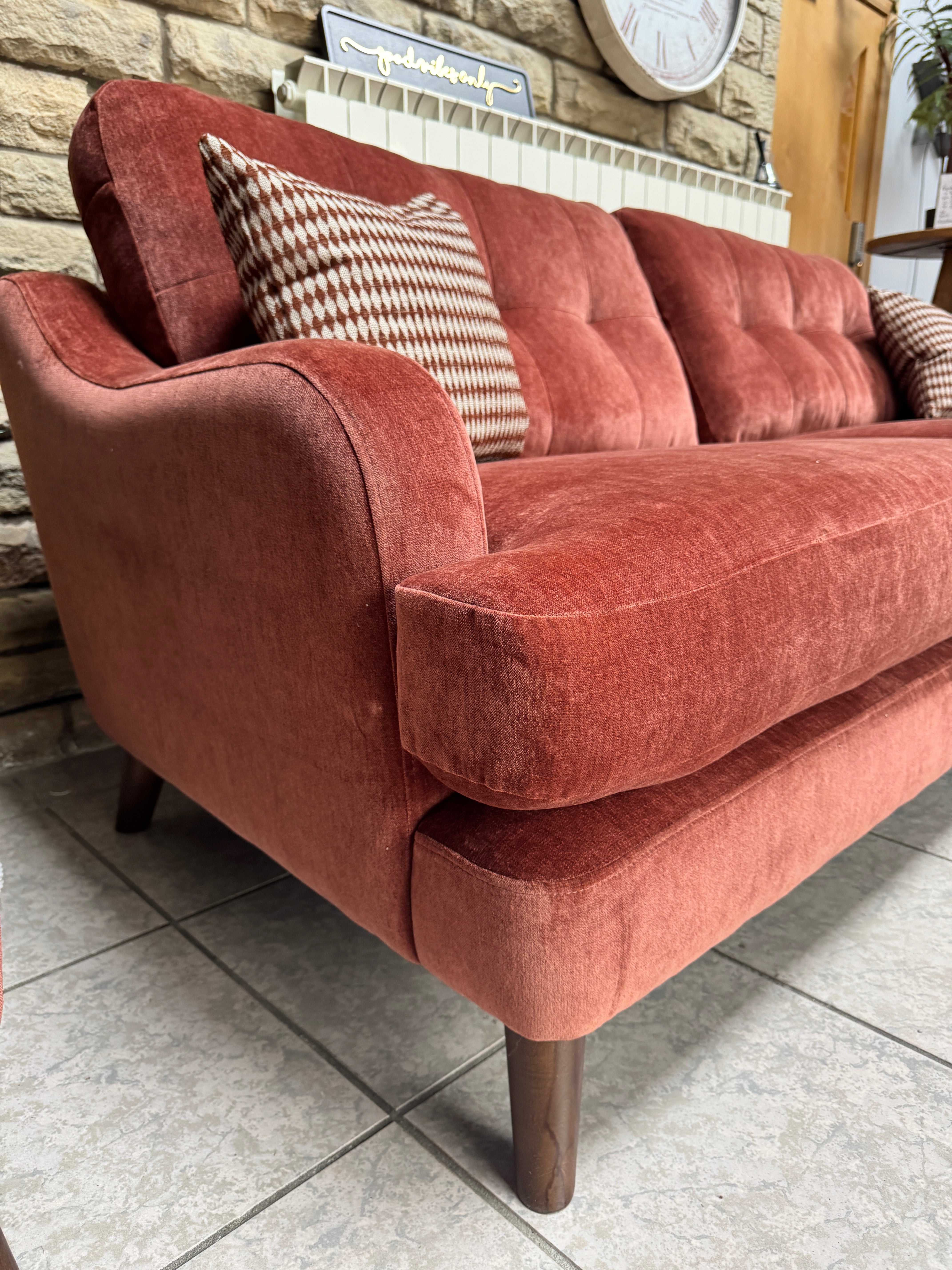 Loften large 3 seater standard back sofa in Witton Brick chenille