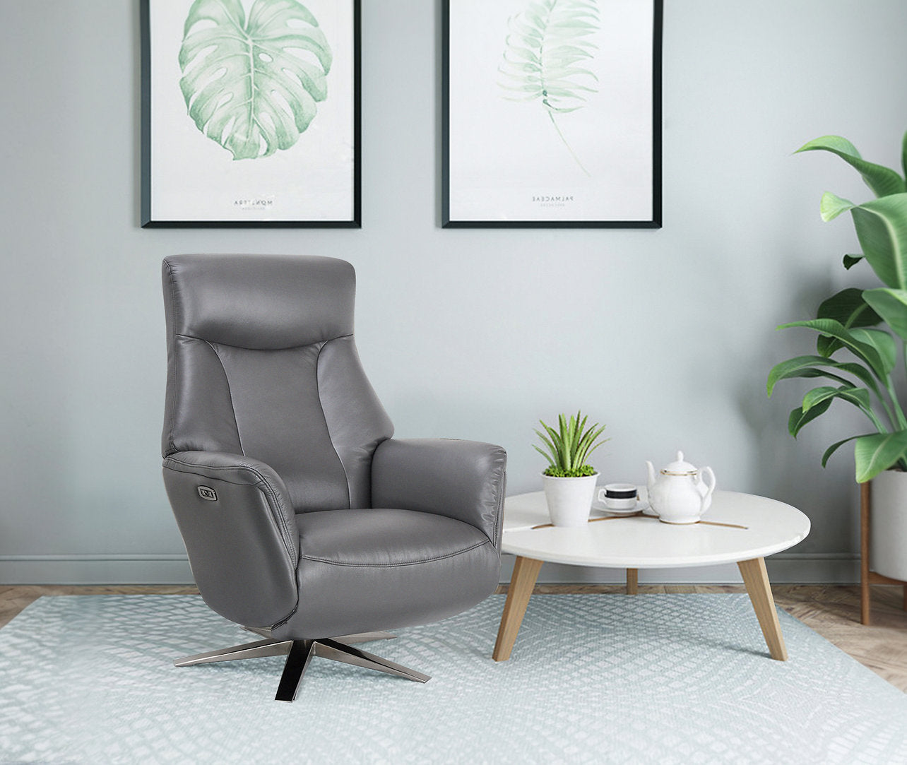 Houston power motor reclining accent chair in plush leather