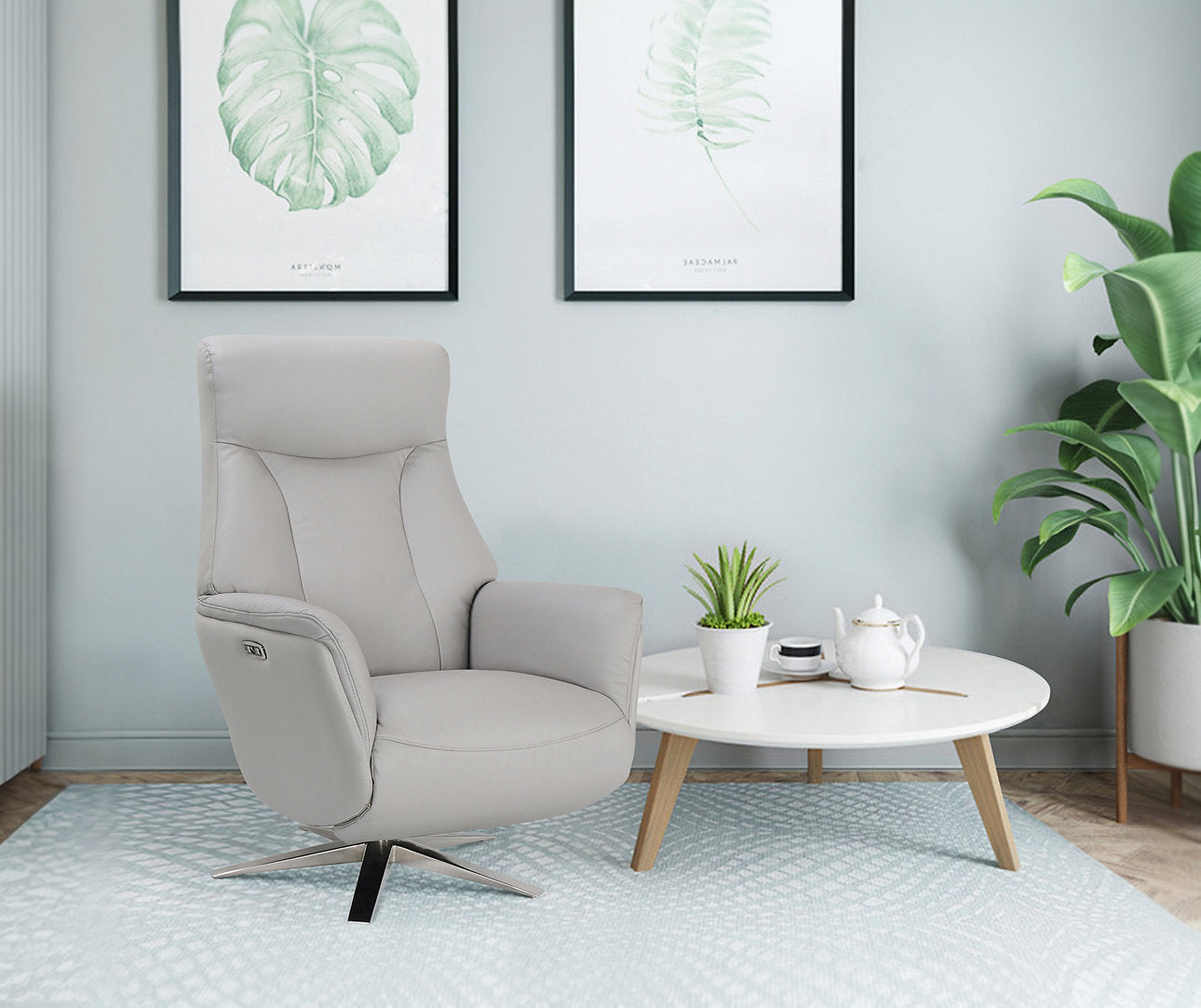 Houston power motor reclining accent chair in plush leather