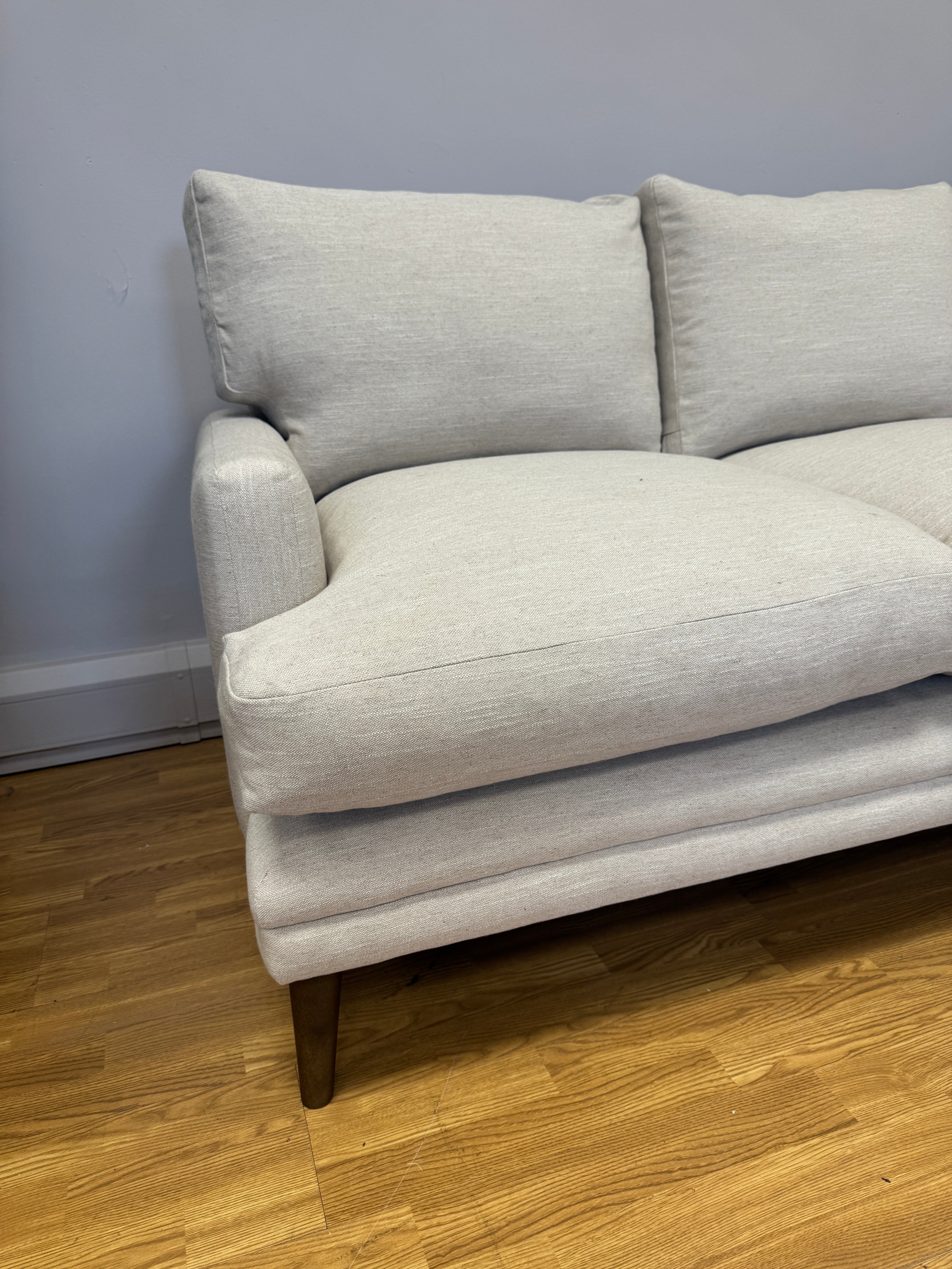 Loaf Squisharoo 2 piece right facing small corner sofa in natural linen fabric
