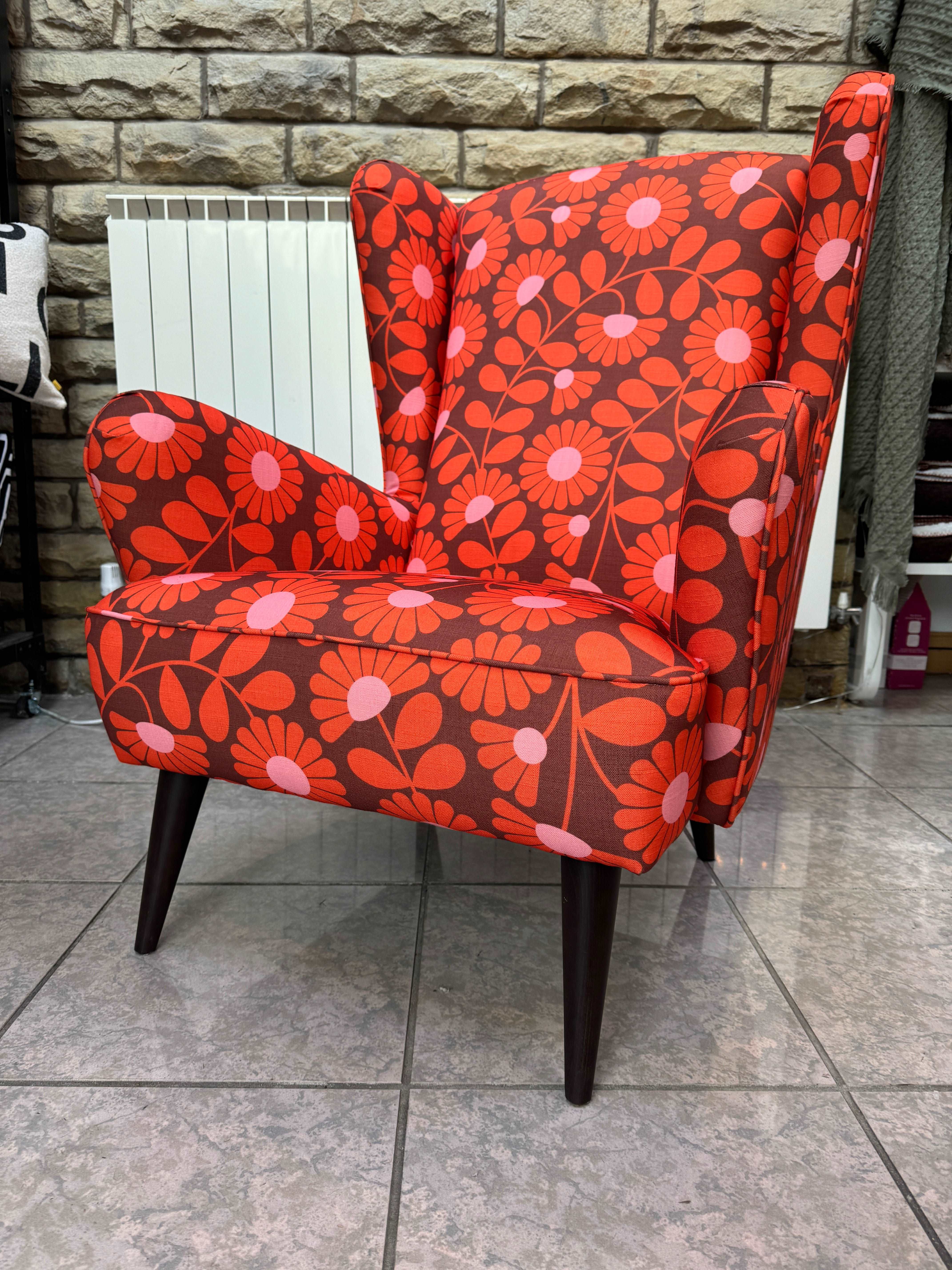 Alma large wingback armchair in Kimono stem paprika fabric - RRP £1219