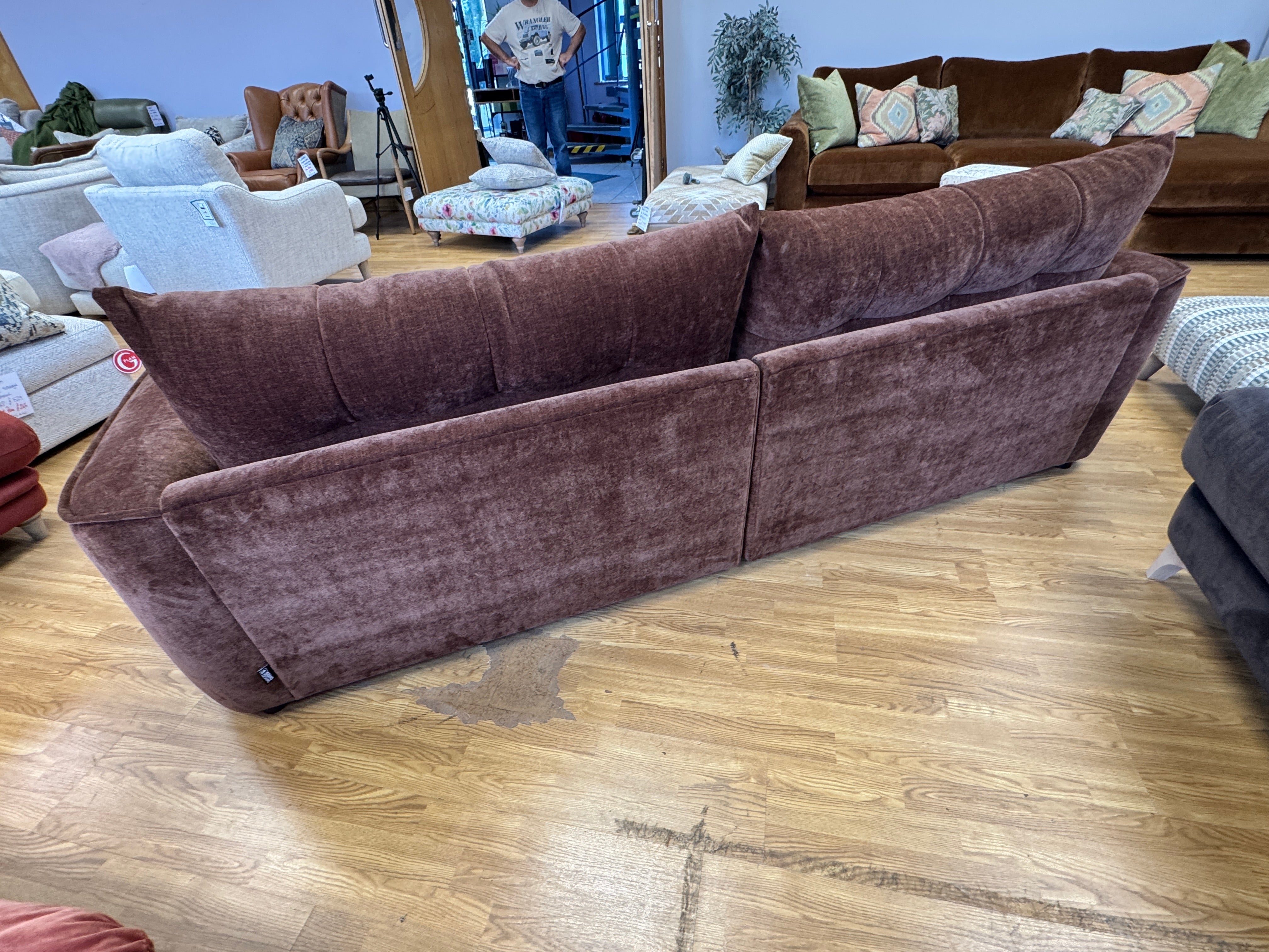 McCloud 4 seater split sofa in Hearth brown chenille