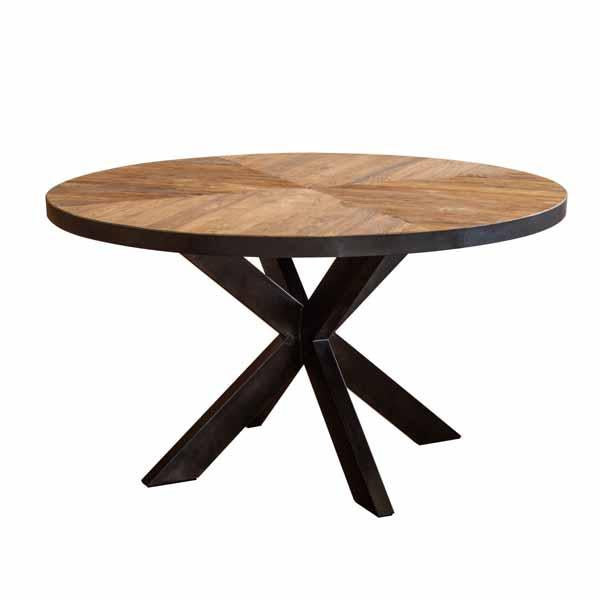 Oban round 140cm dining table with metal legs