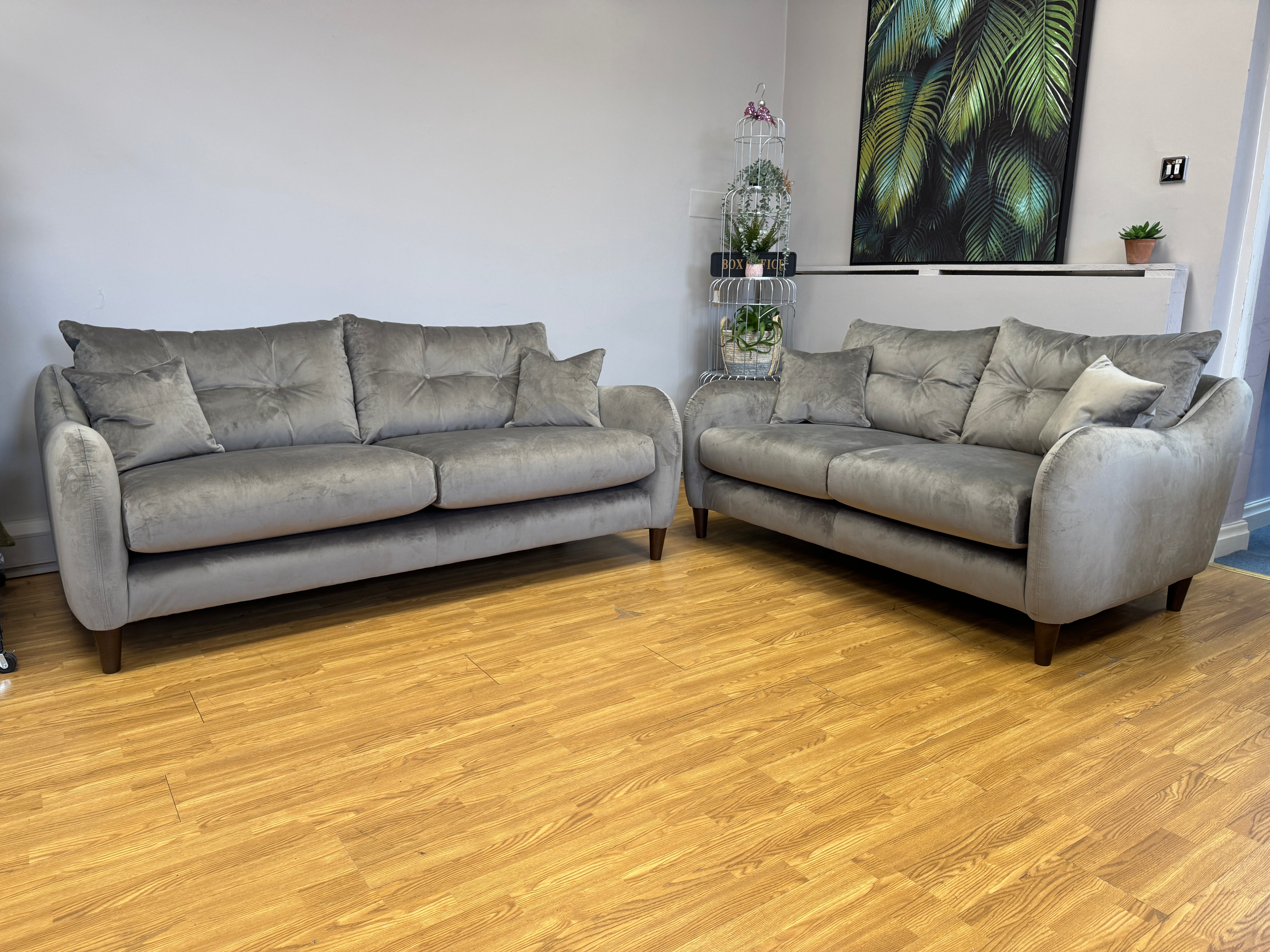 Ambleside 2 seater standard back sofa in Lumino Slate velvet