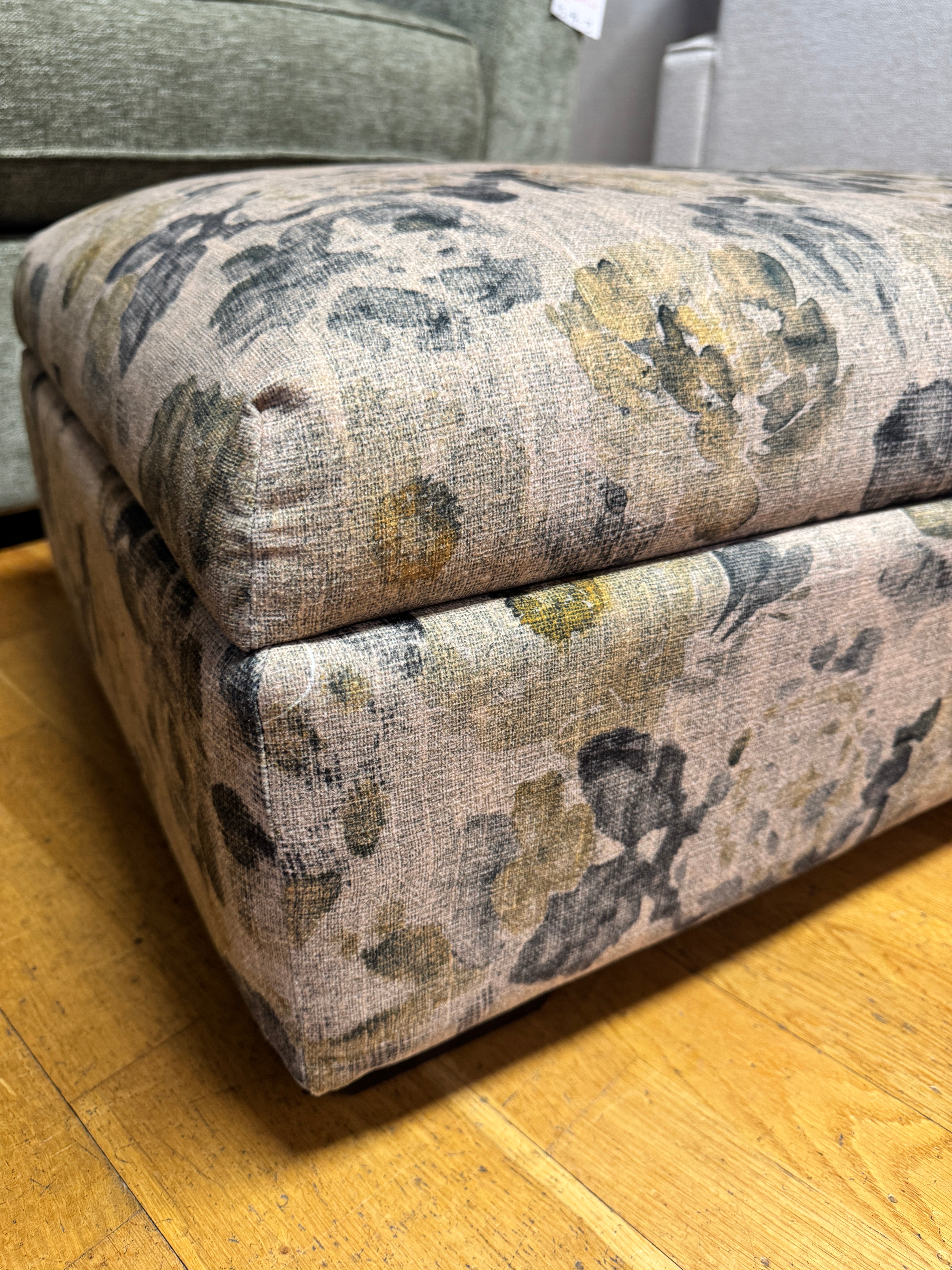 Large storage footstool in Lytton Ocean floral fabric