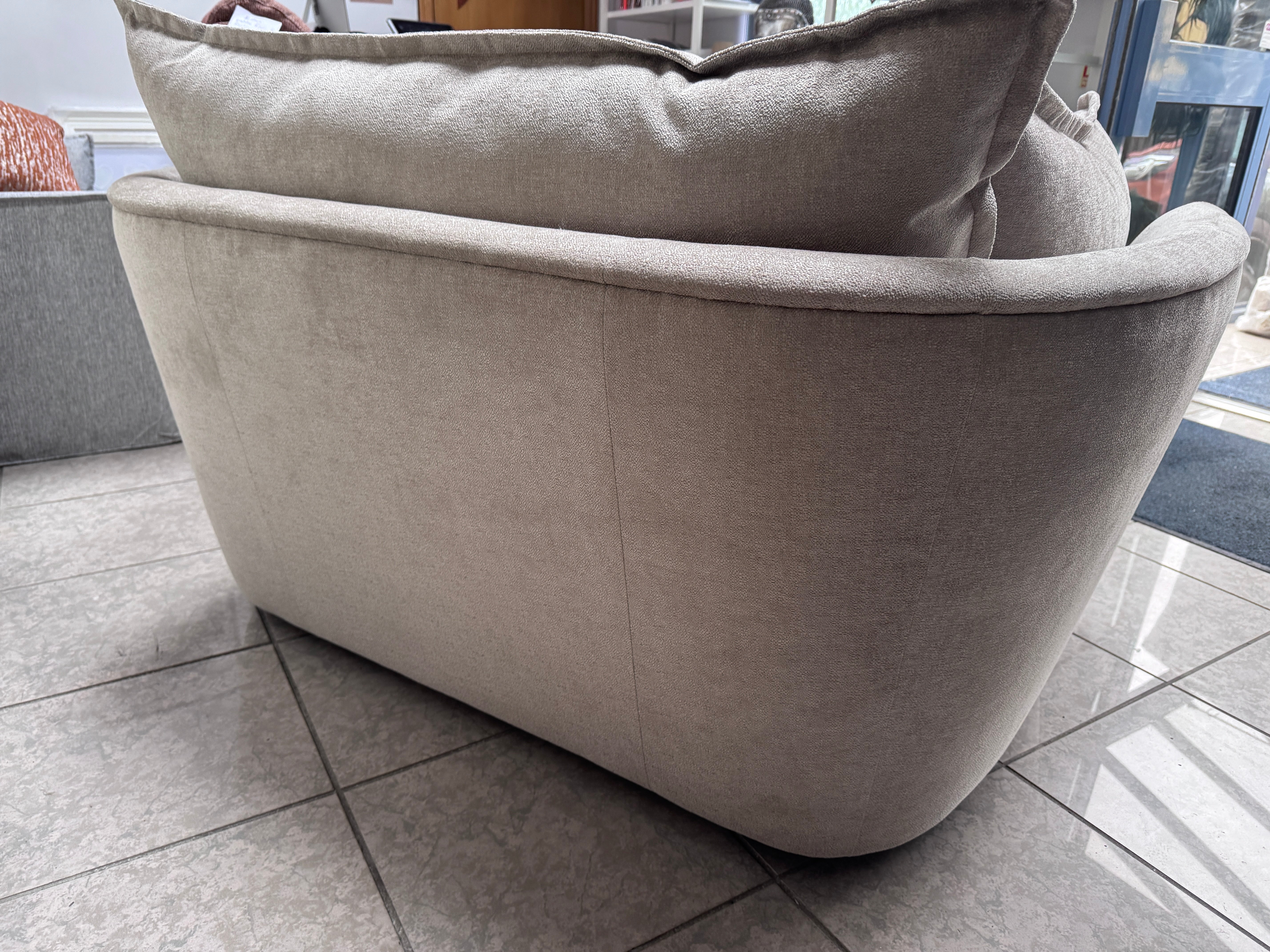 Luca large loveseat / cuddle chair / small sofa in Stone textured chenille fabric