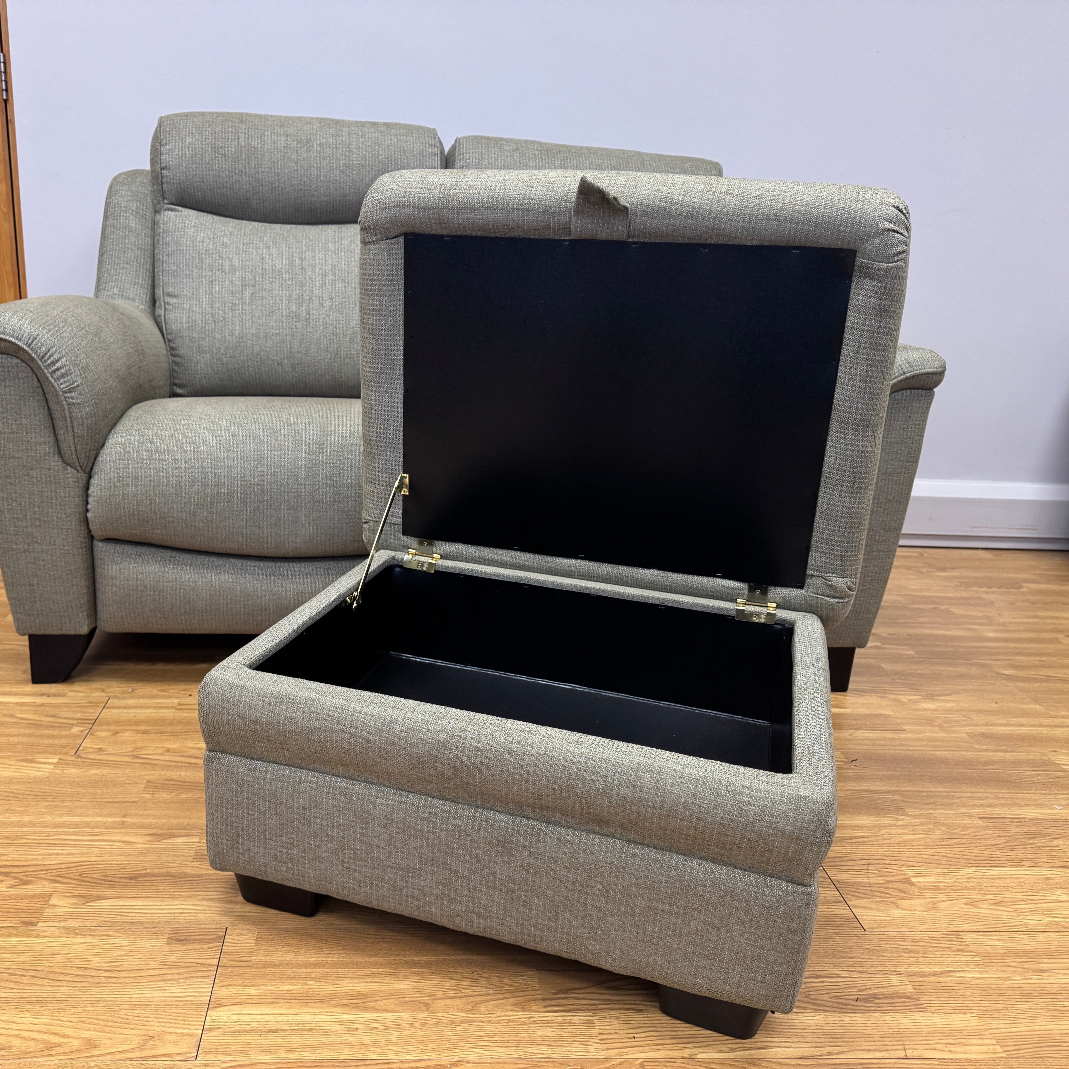 Parker Knoll Storage footstool in sage green fabric (matching chairs available)