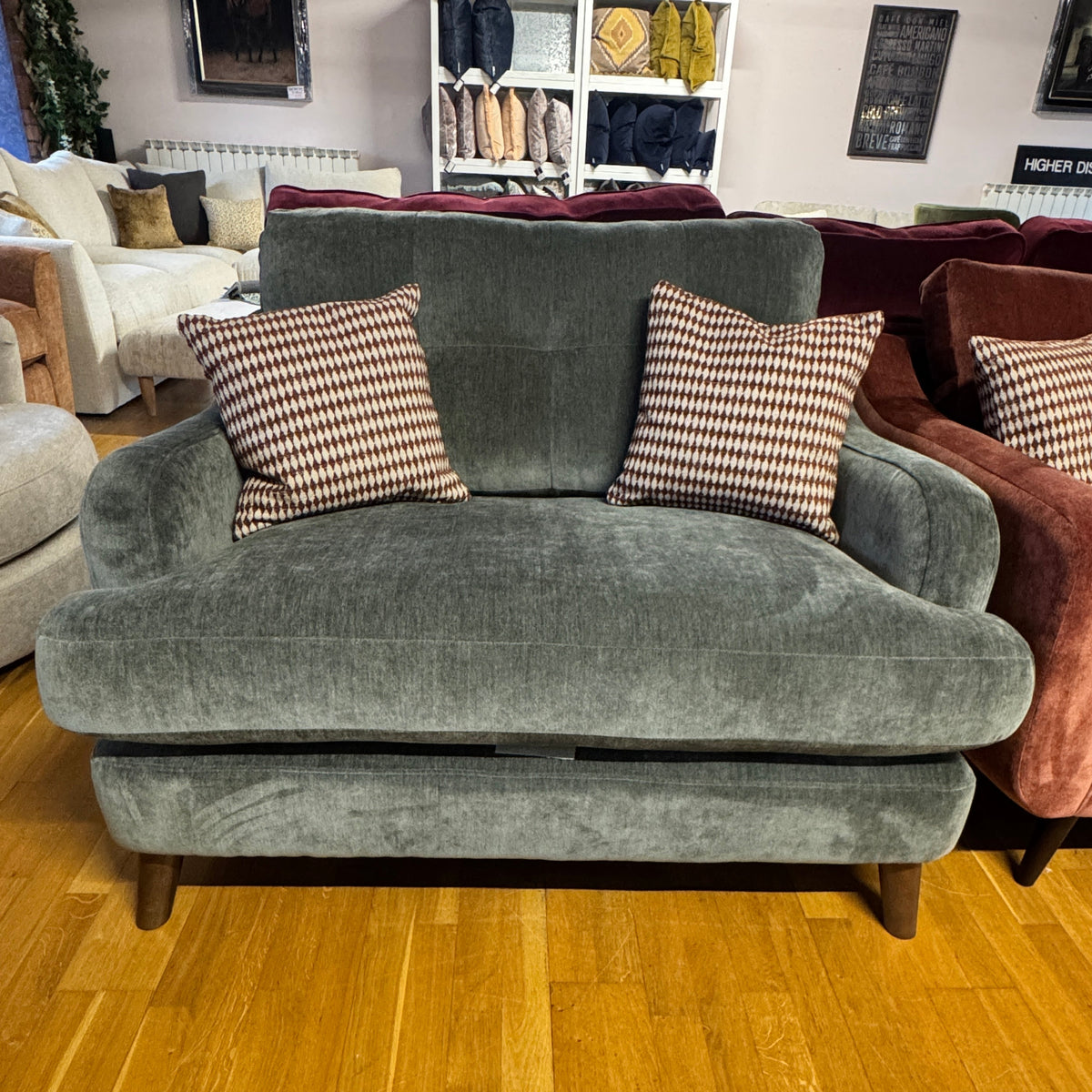 Loften loveseat in Spruce green soft chenille fabric