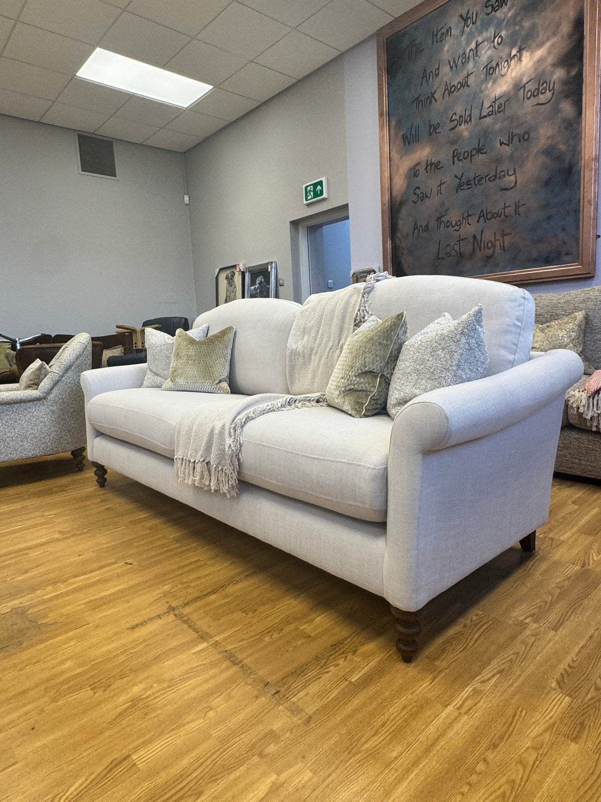 Clover 4 seater standard back sofa in natural linen mix fabirc