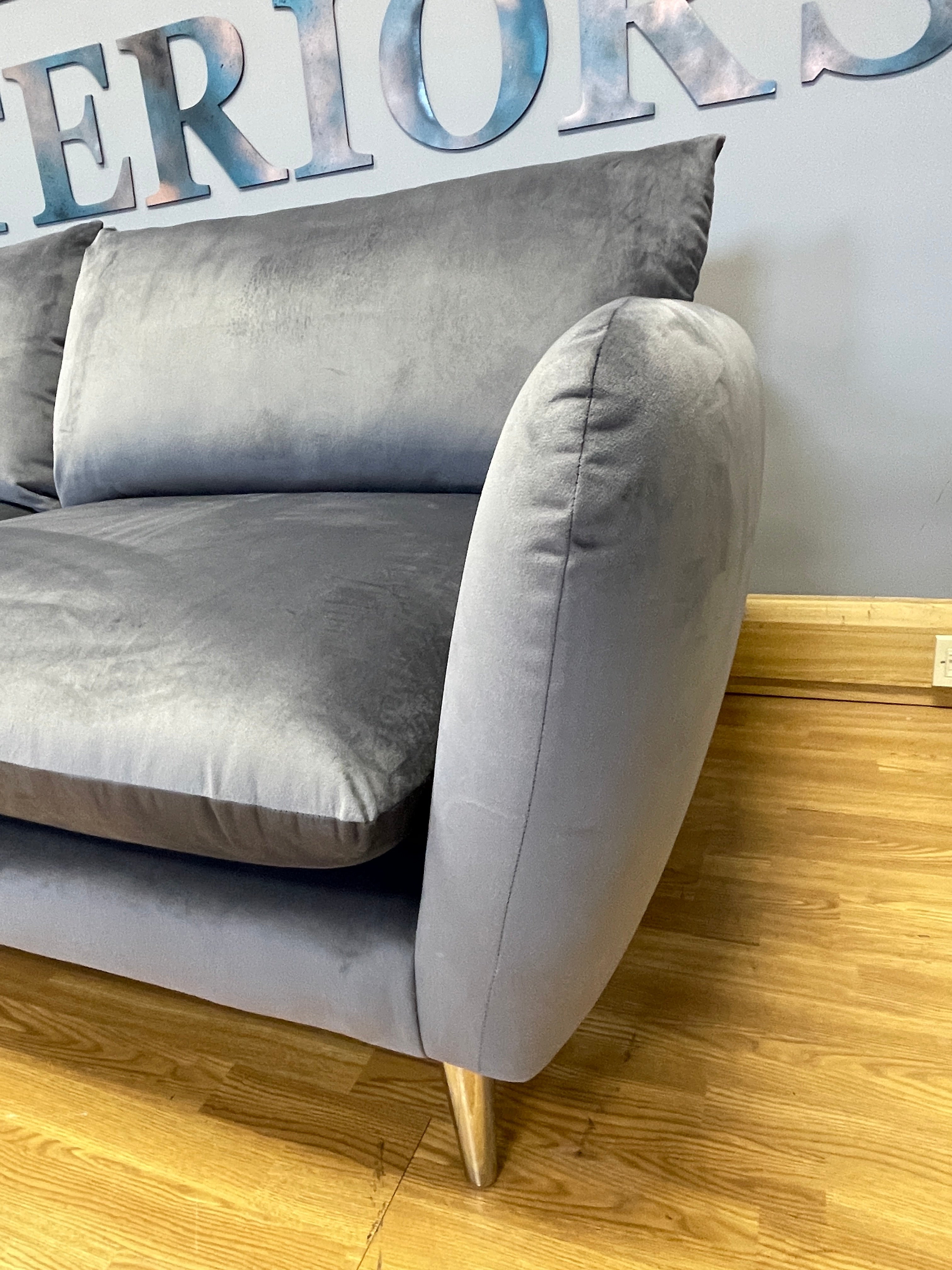 SOFOLOGY FARRINGDON large 3 seater sofa in mid grey velvet fabric