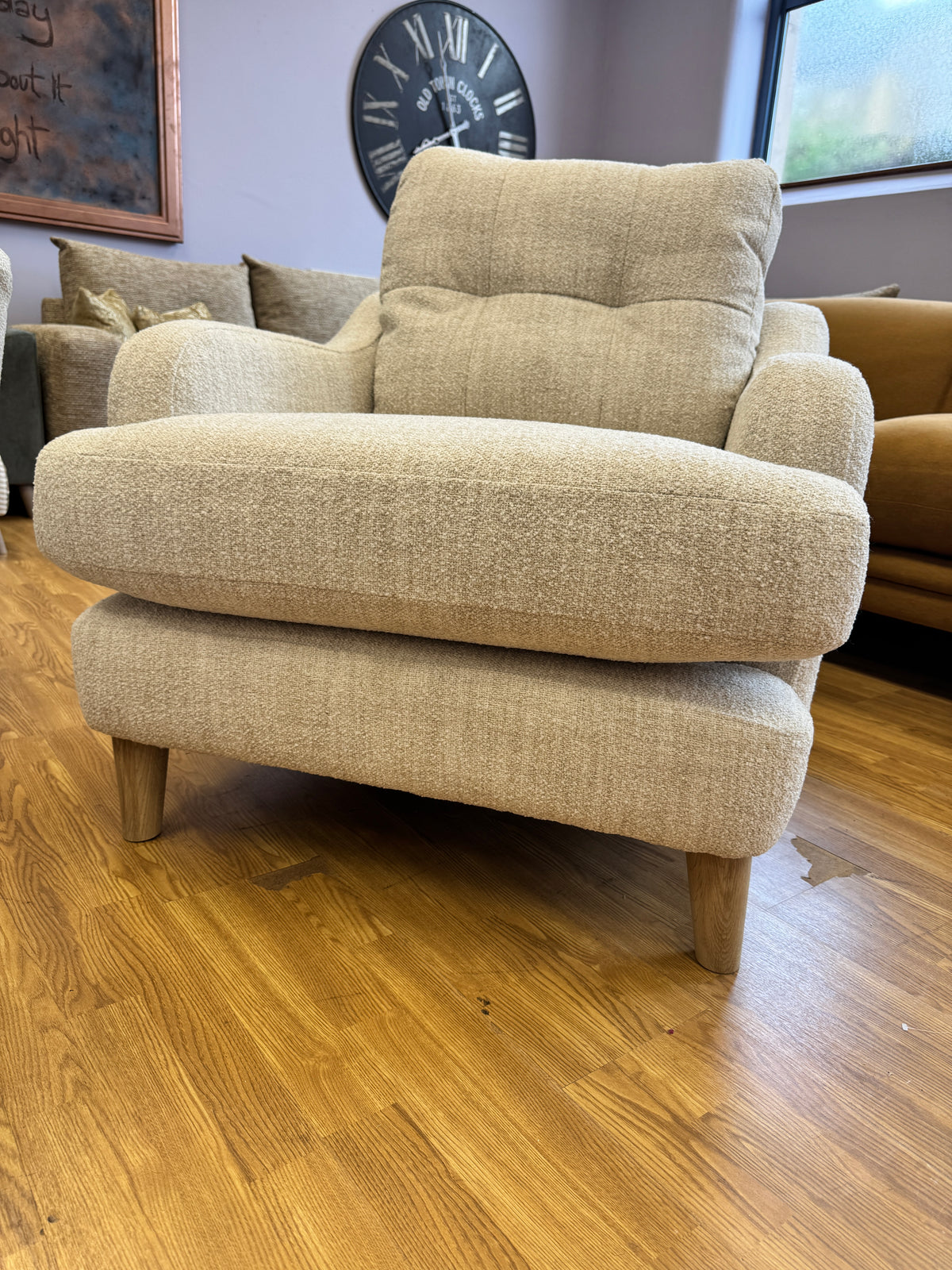 Rowan accent chair in Natural mix weave boucle fabric