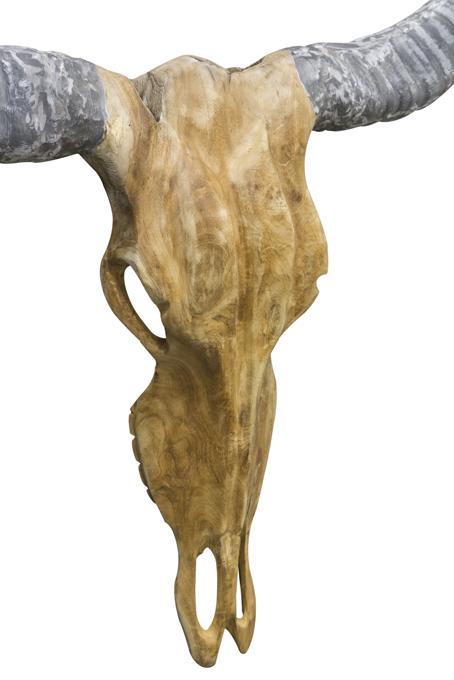 Vegan Hunting Trophy - Bull Head with Grey Horns wall mounted sculpture