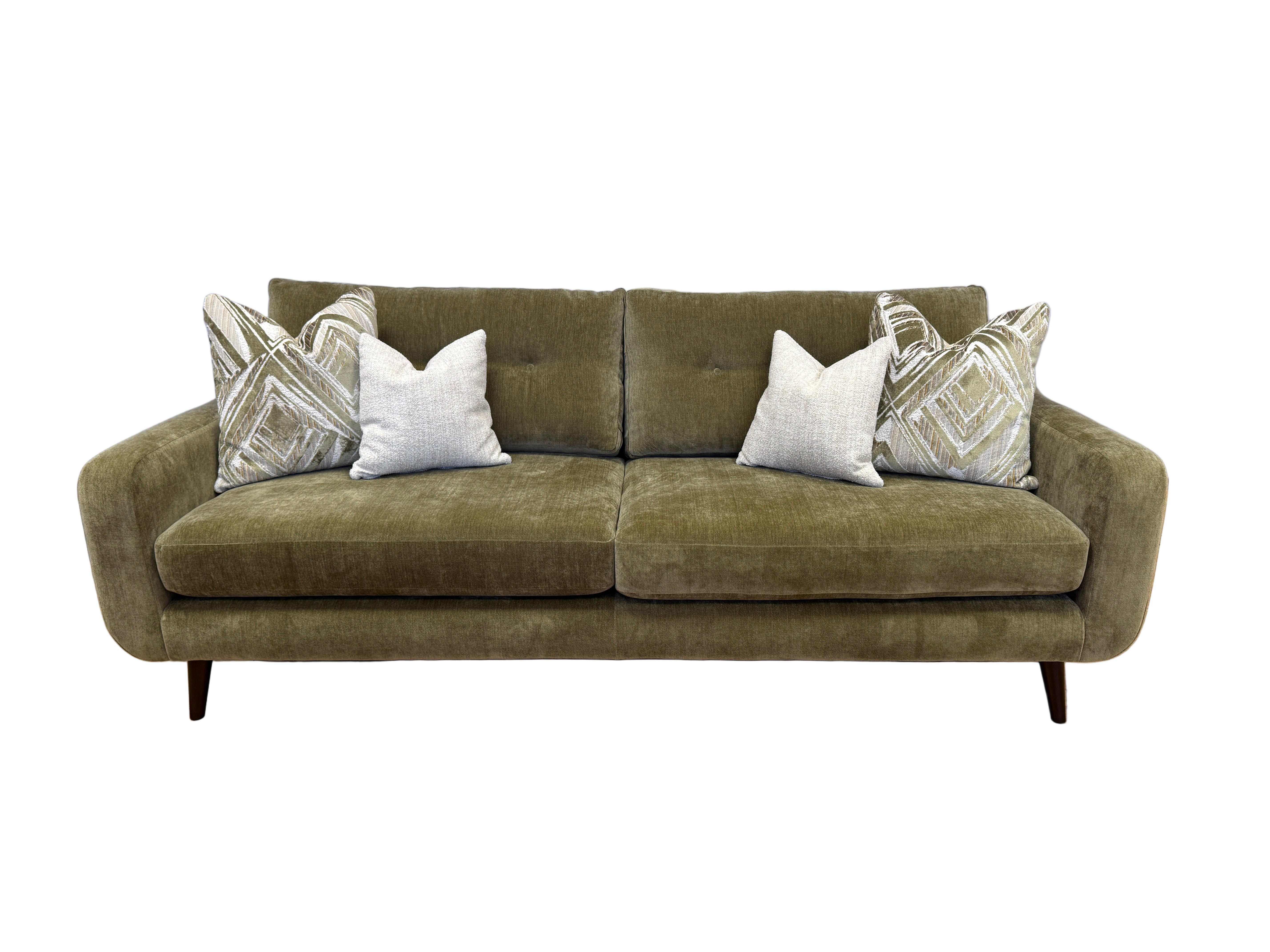 Lisbon 4 seater standard back sofa in olive green chenille fabric