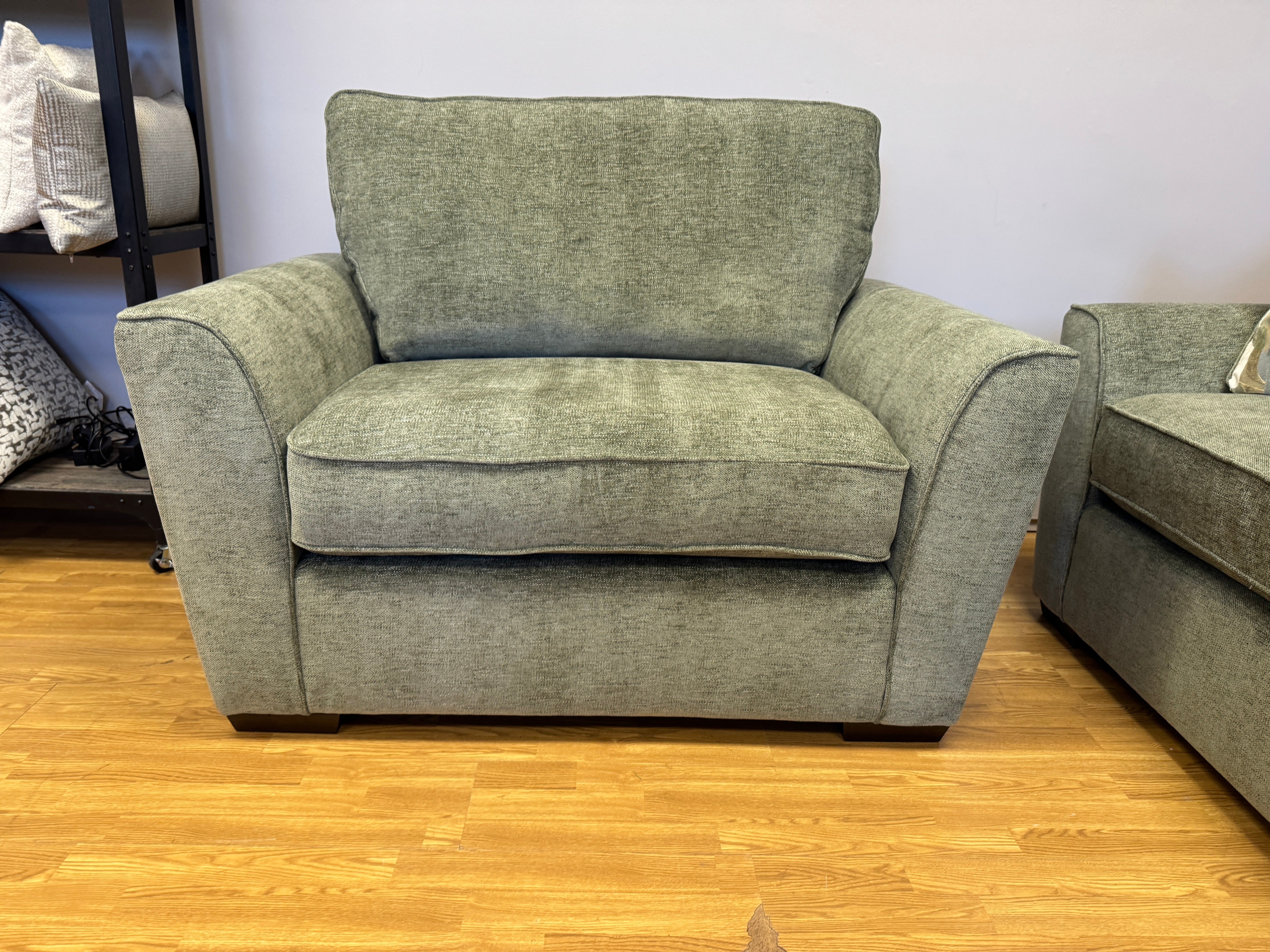 Caspian standard back loveseat in Marlon Botanic green fabric