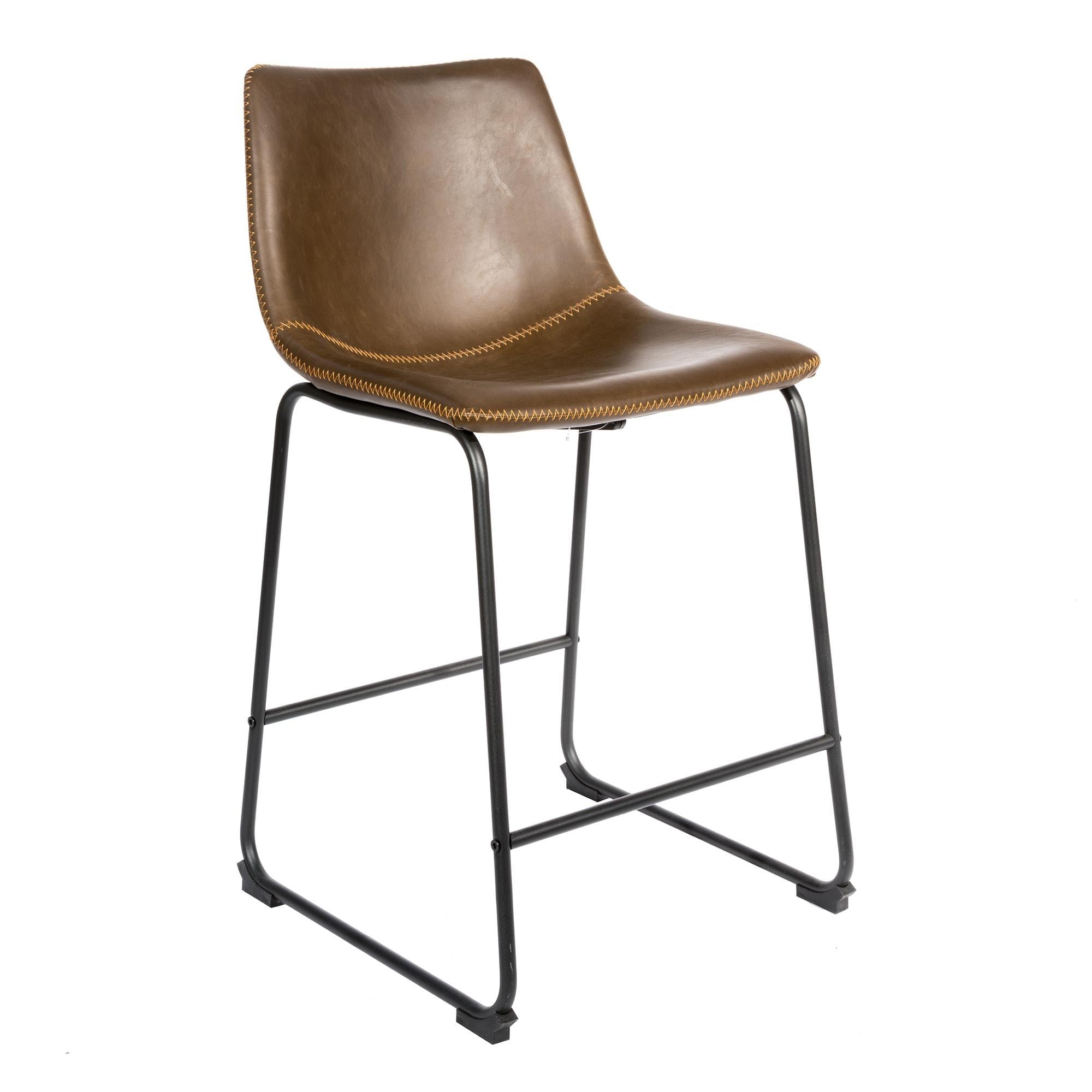 Cooper counter stool in vegan leather with baseball stitching