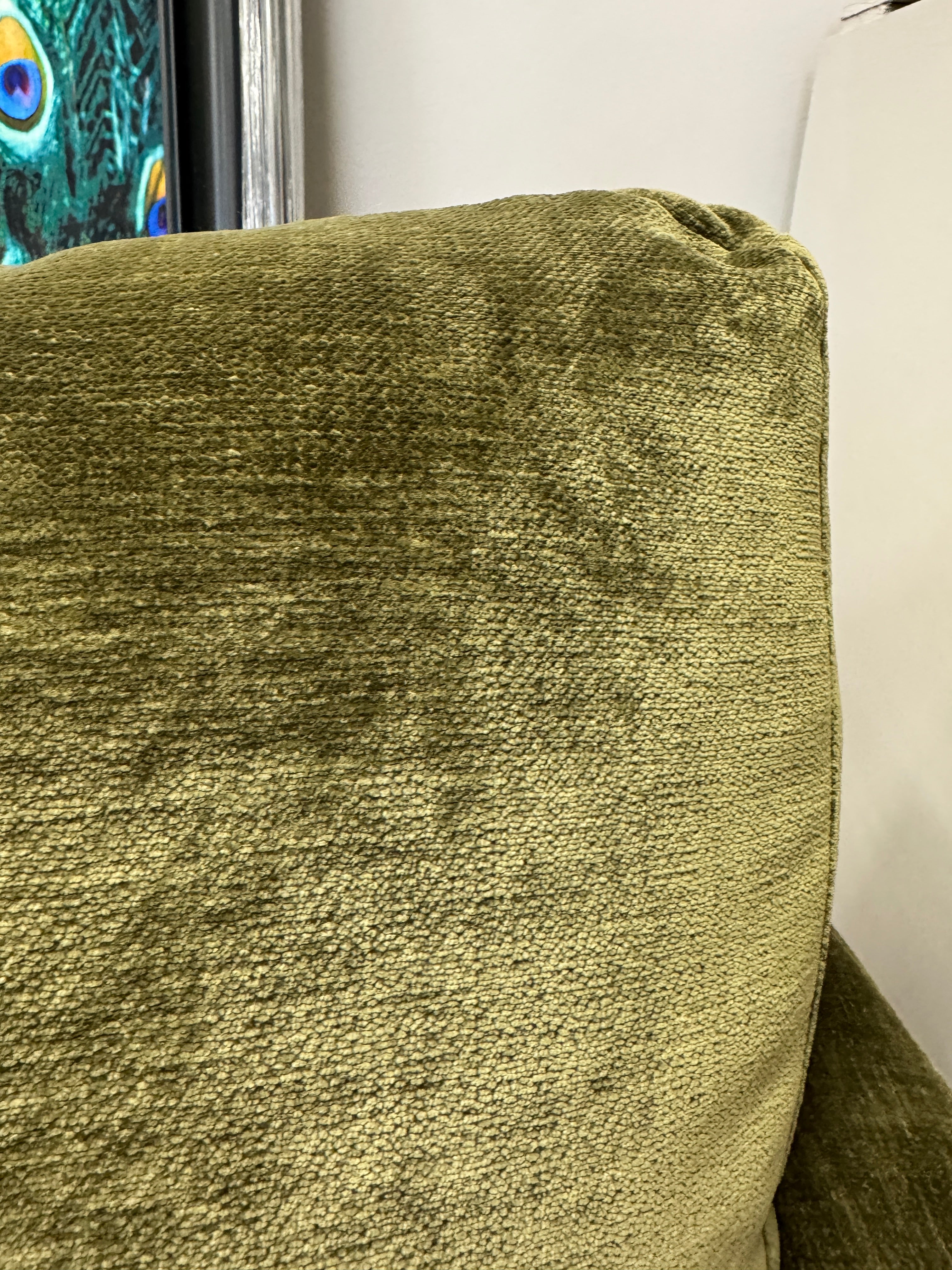 Astrid 2 piece left facing chaise sofa in Olive green chenille