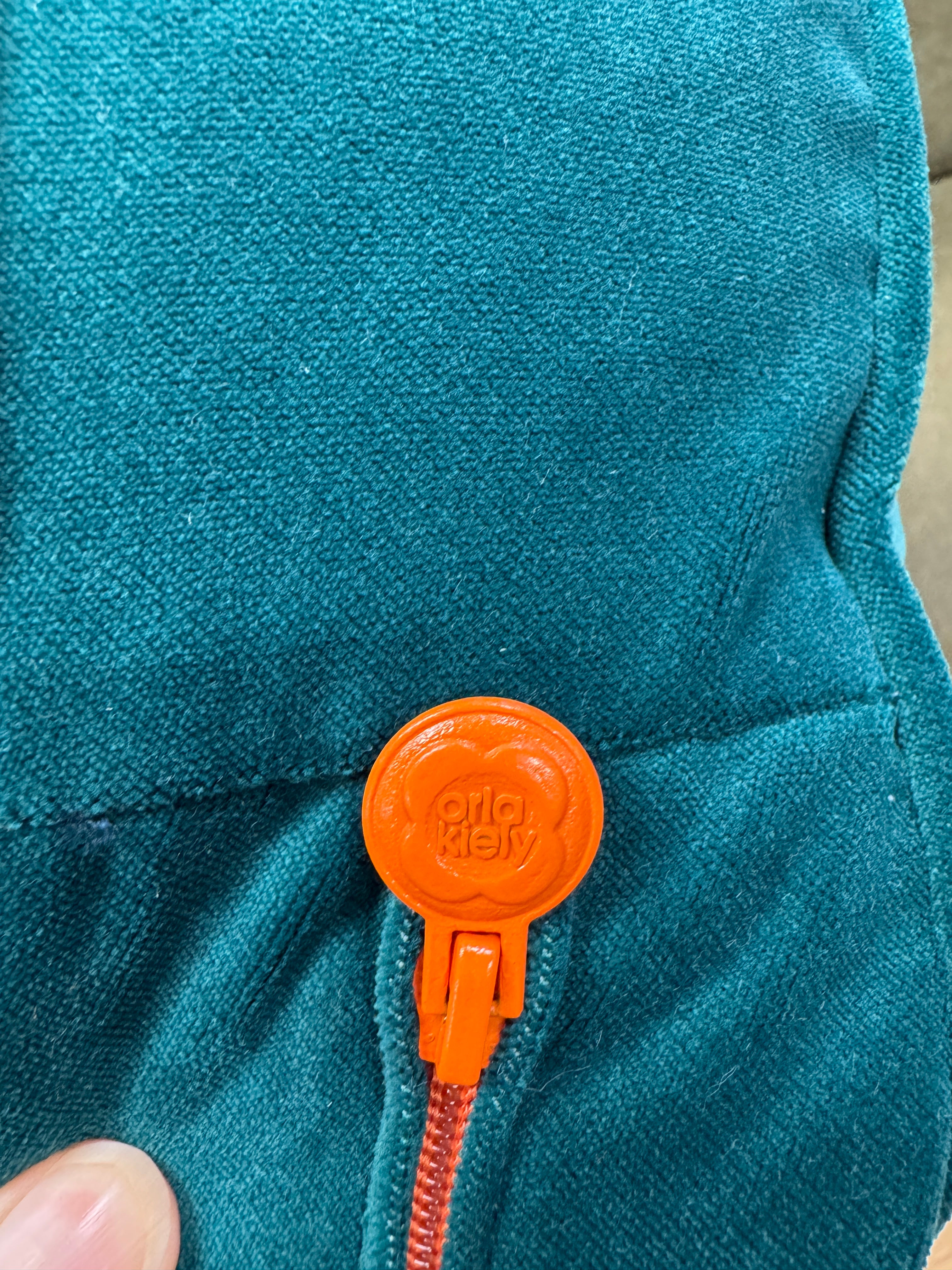 Orla Kiely Ivy large 4 seater bench seat sofa in teal velvet