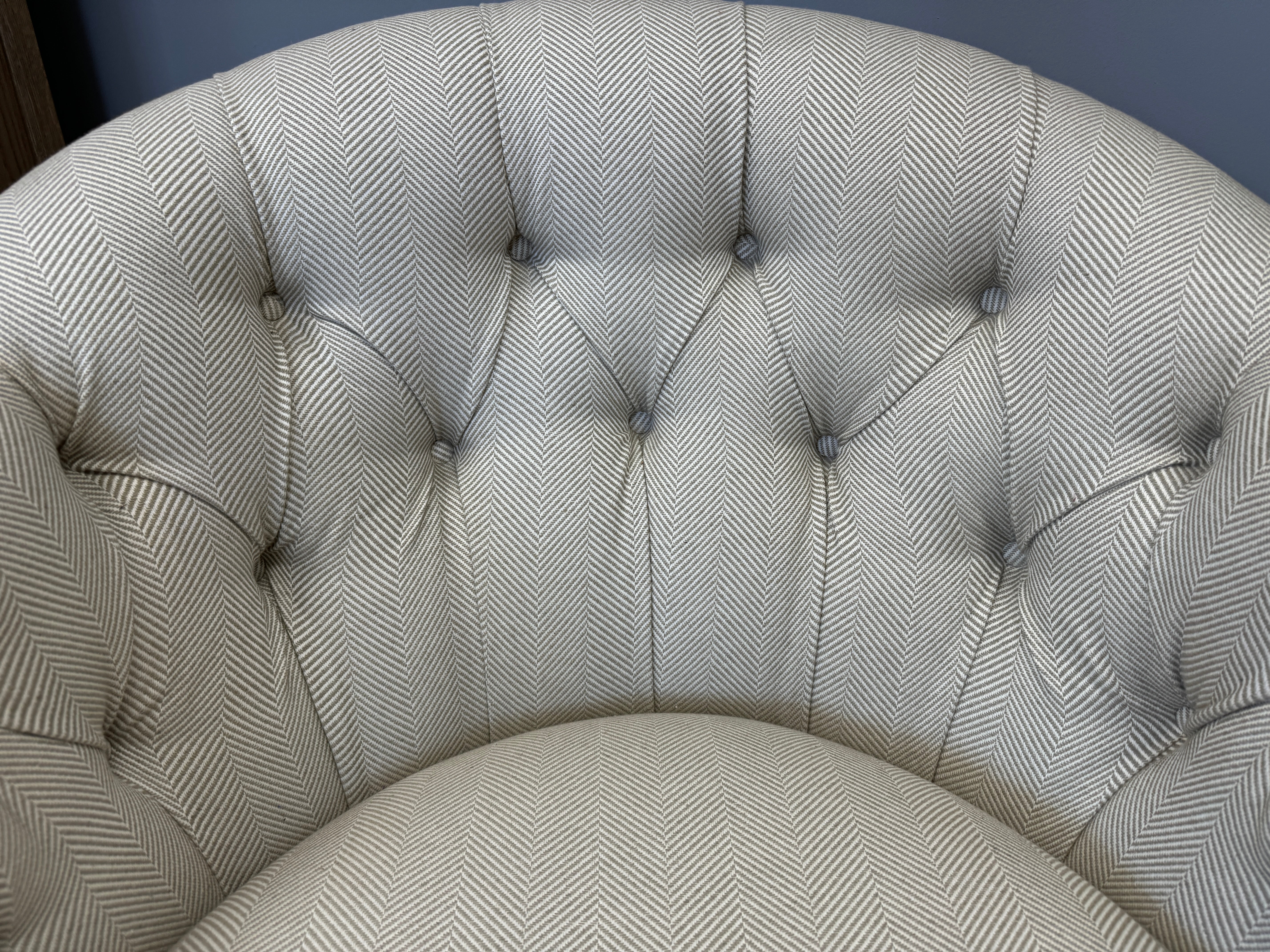 SOFA.COM BERTIE accent Chesterfield armchair clay herringbone fabric