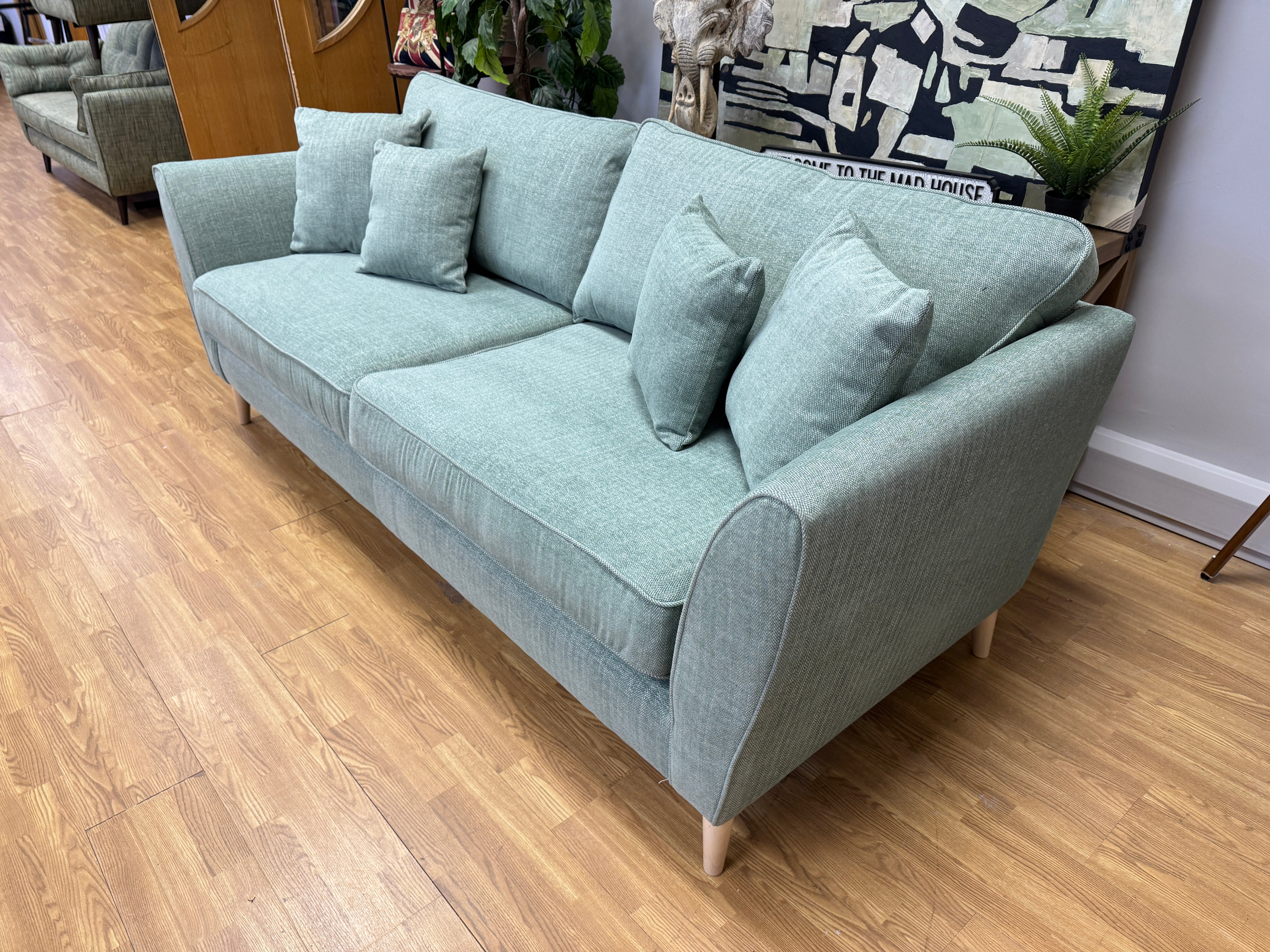 Canterbury 4 seater sofa in Delta Green Herringbone