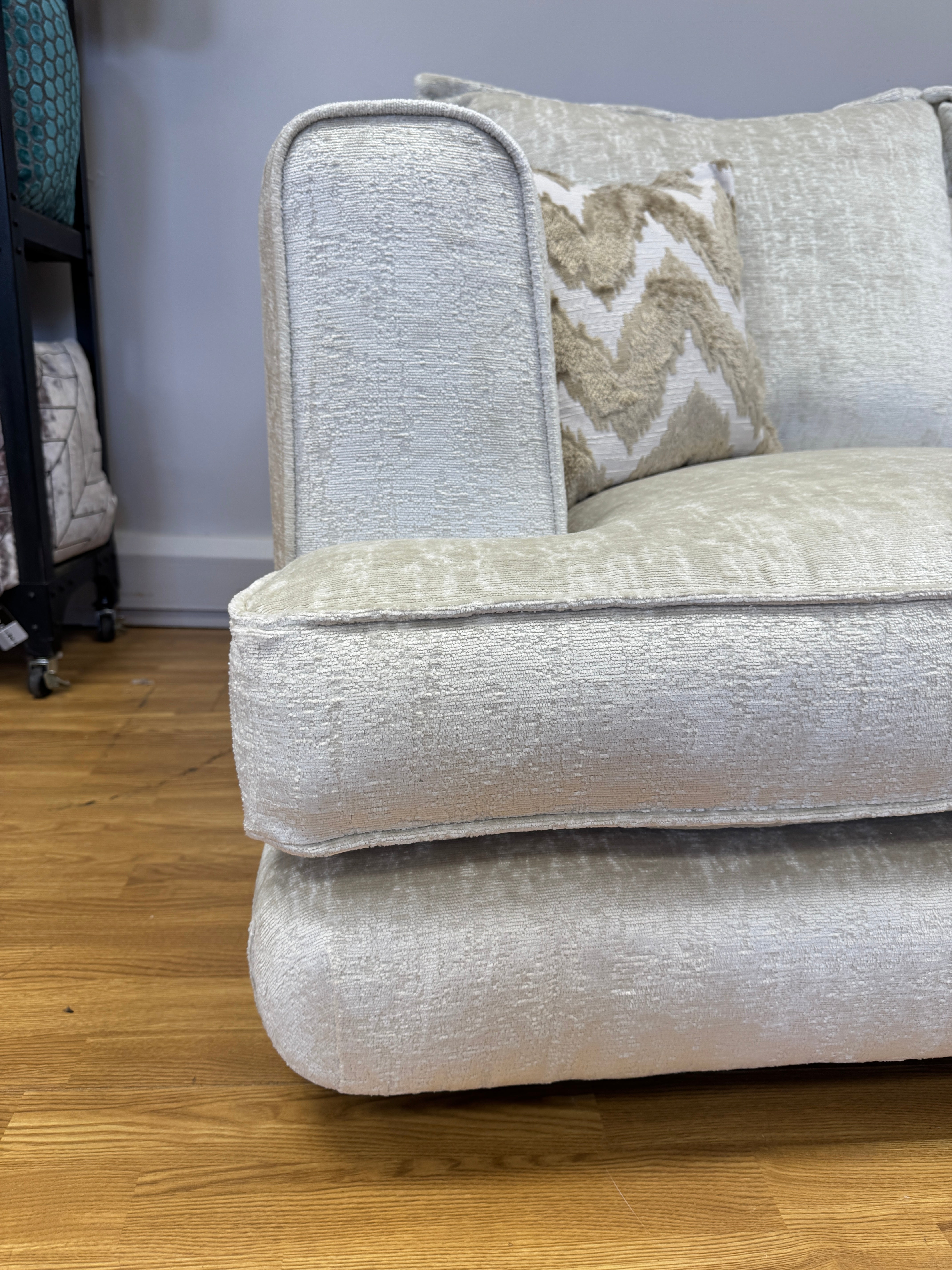 Cancun 2 seater sofa in Aaron Oyster chenille fabric