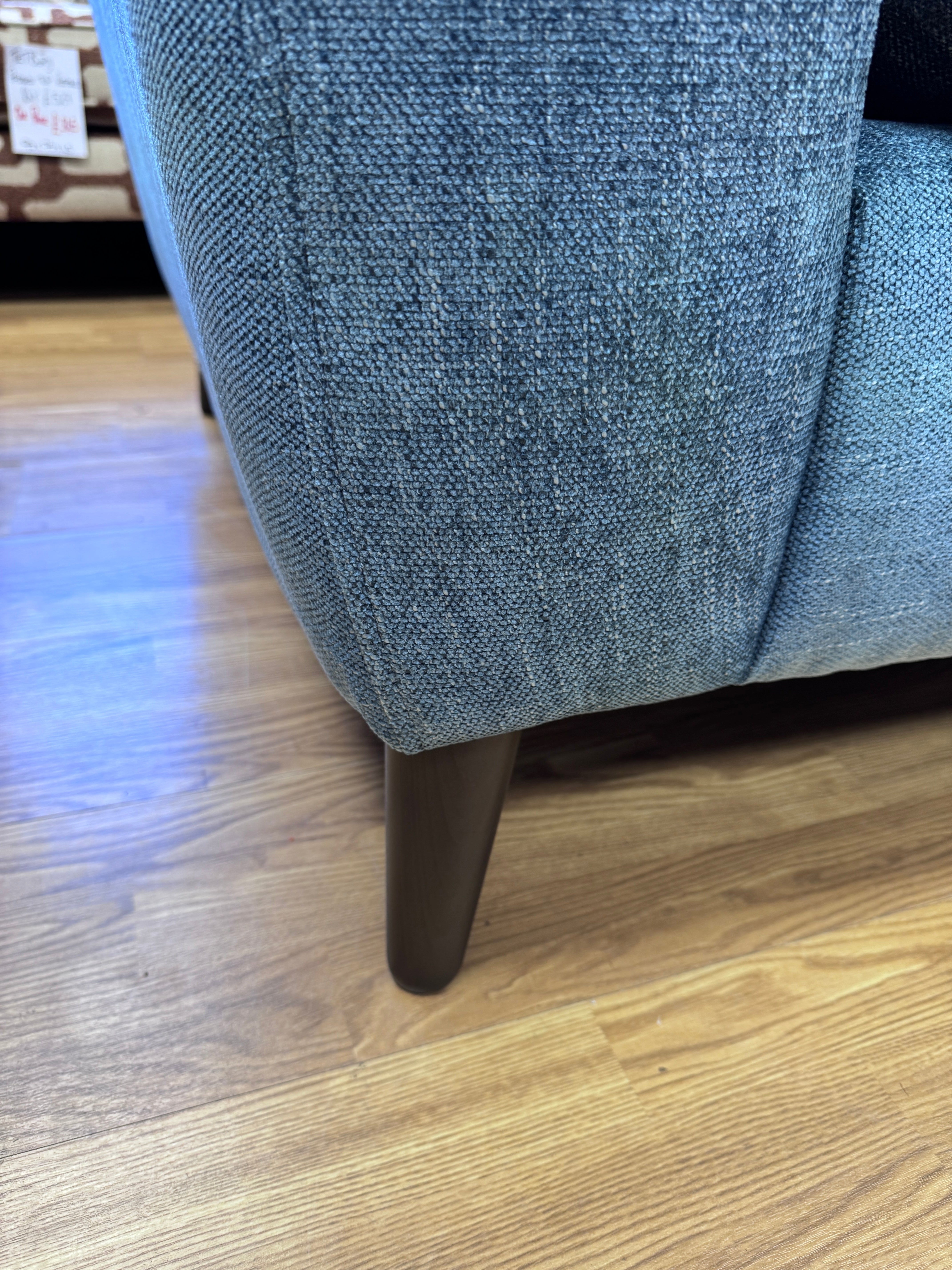 Sofia 3 seater right facing chaise end sofa in Marlon Atlantic blue. fabric