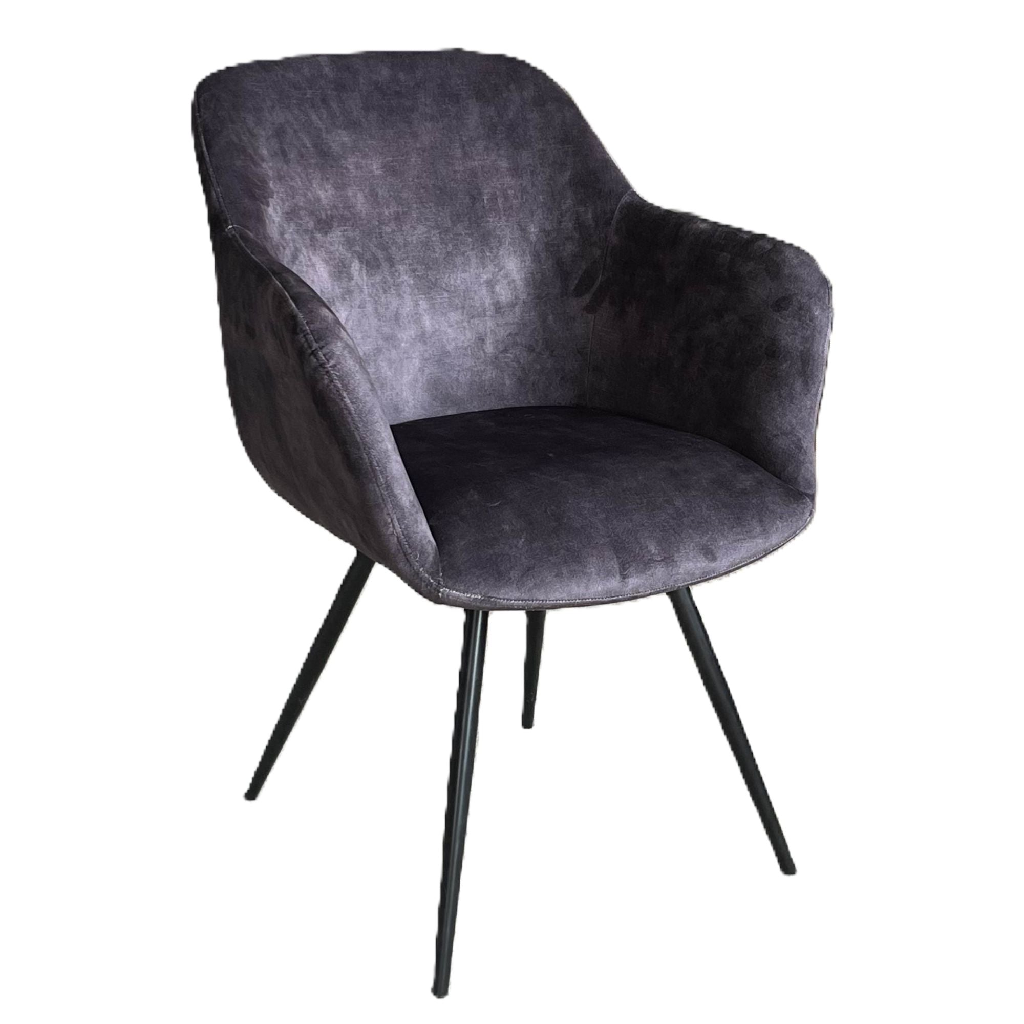 Enzo carver style dining chair in charcoal grey velvet