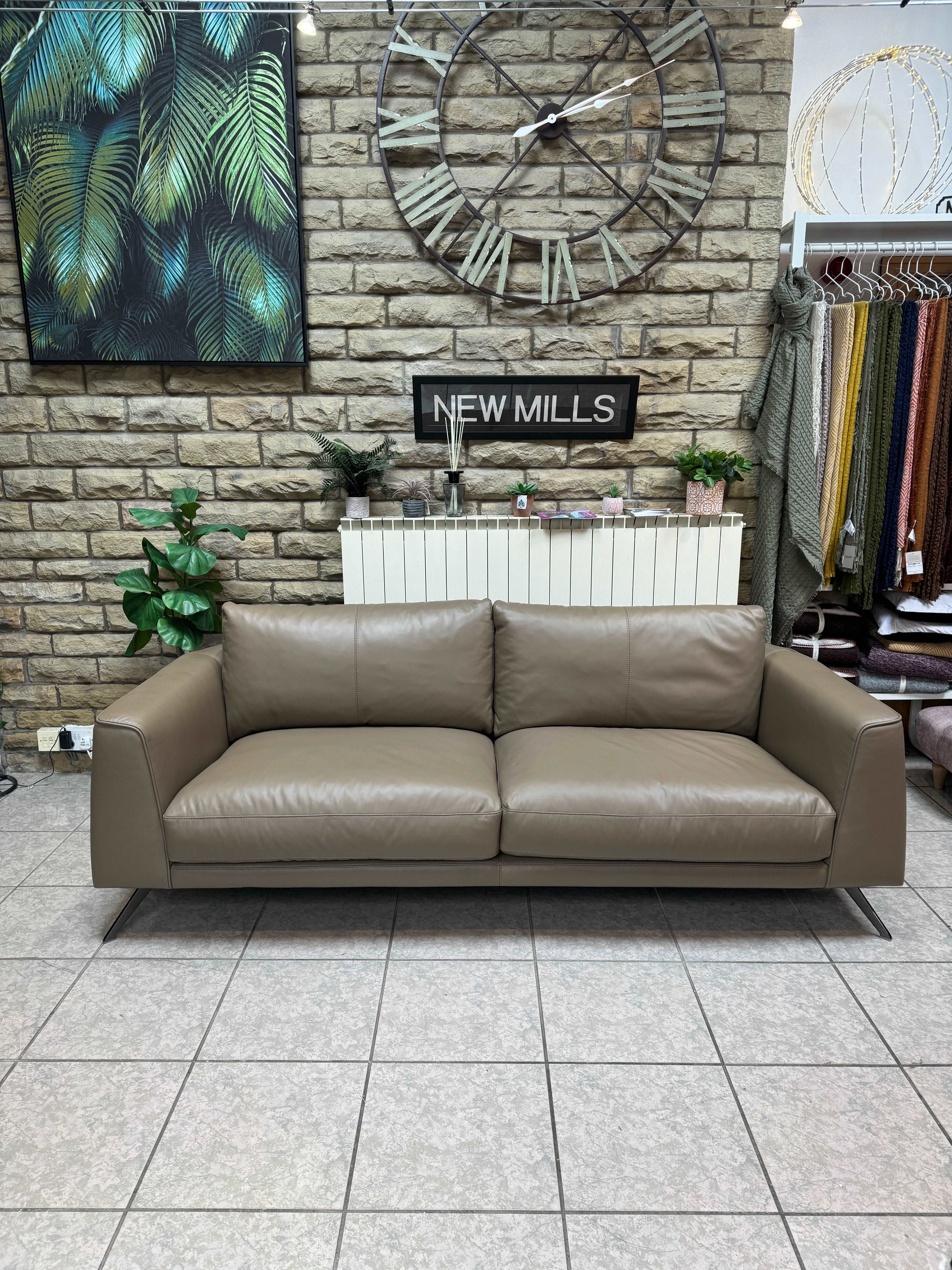 FABBRICA Marin large 4 seater sofa in taupe Italian leather