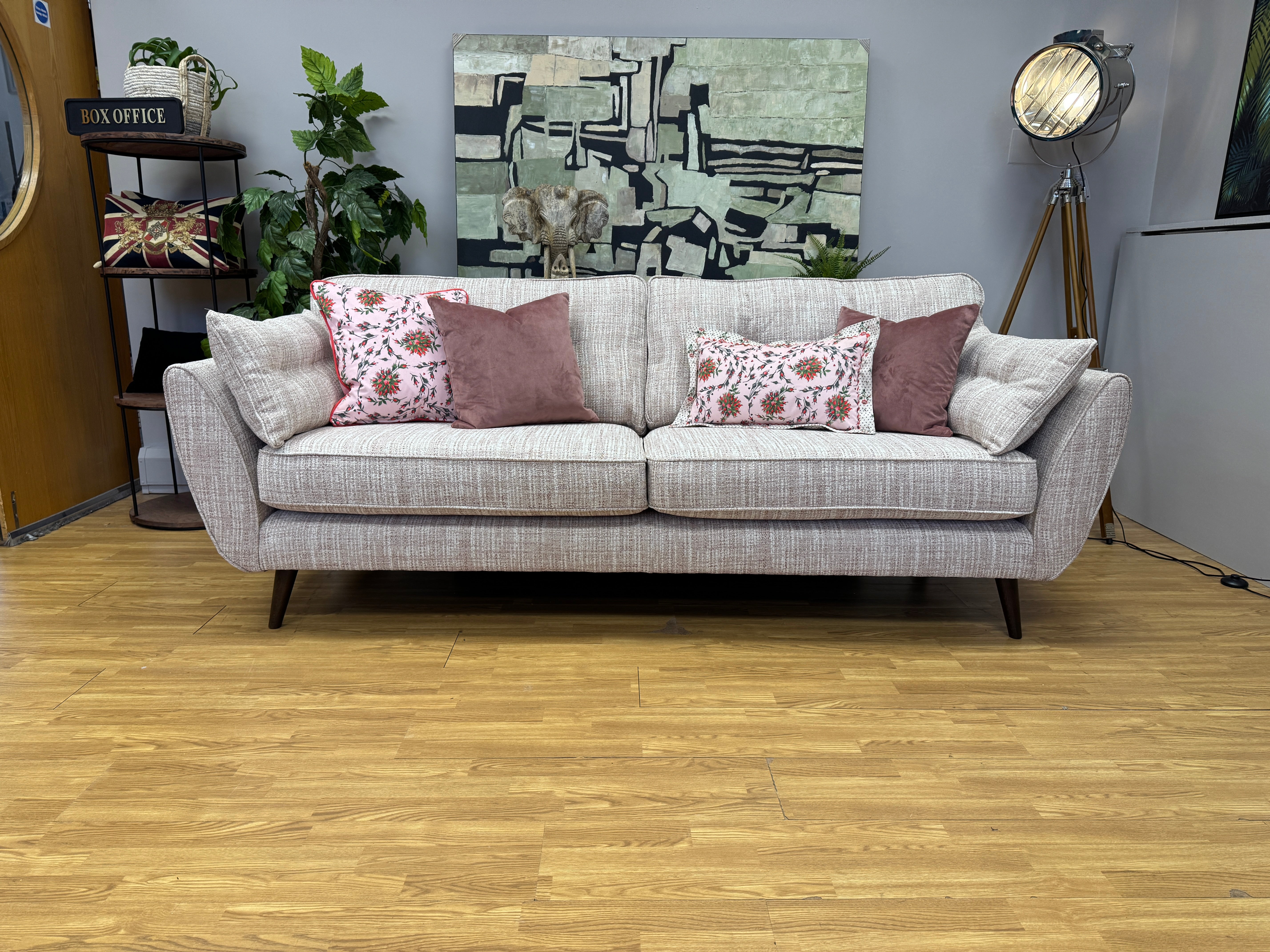 Zinc large 4 seater standard back sofa in Glastonbury Rose cross weave