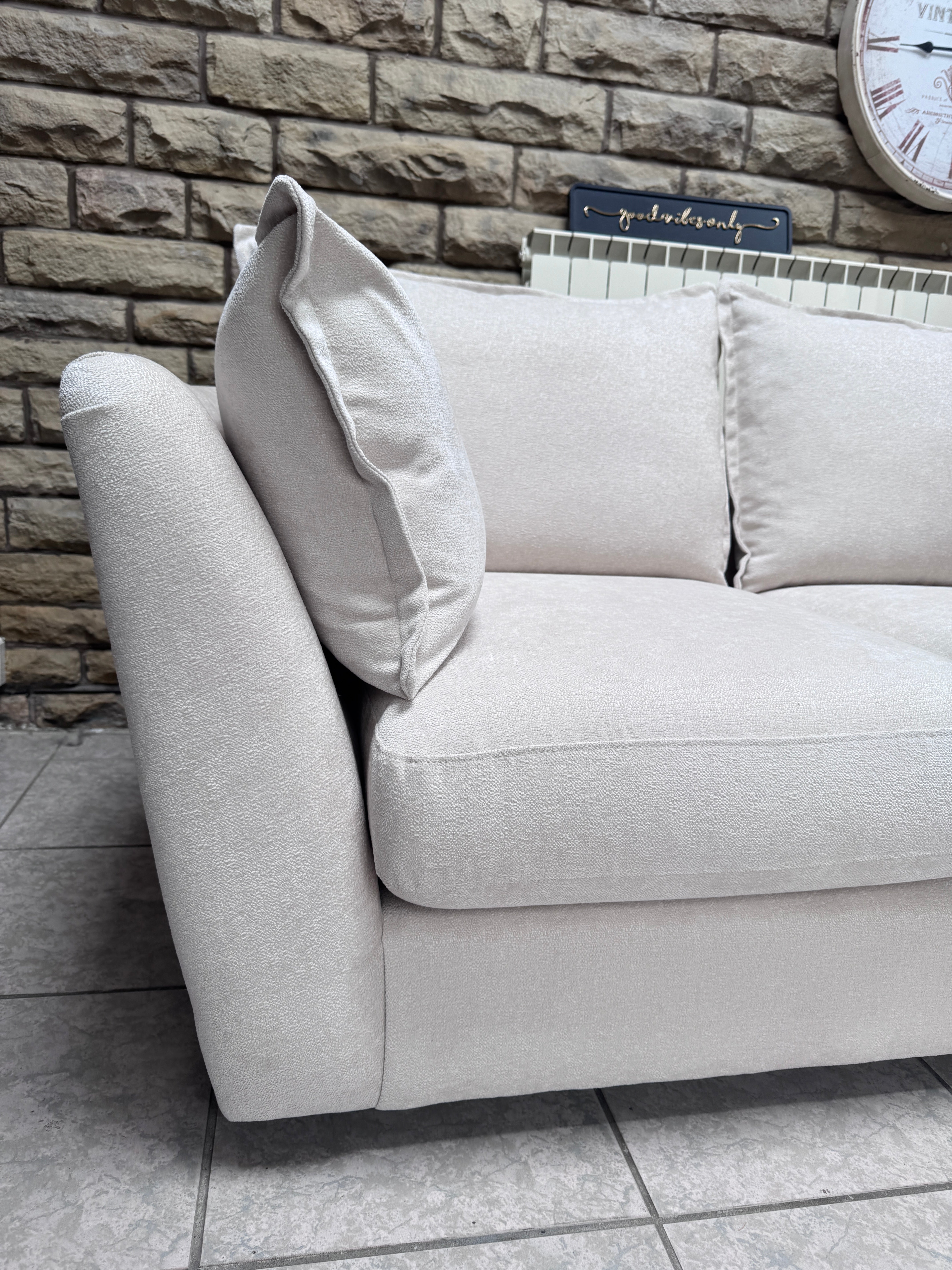 Luca 2 seater sofa in Ivory textured chenille fabric