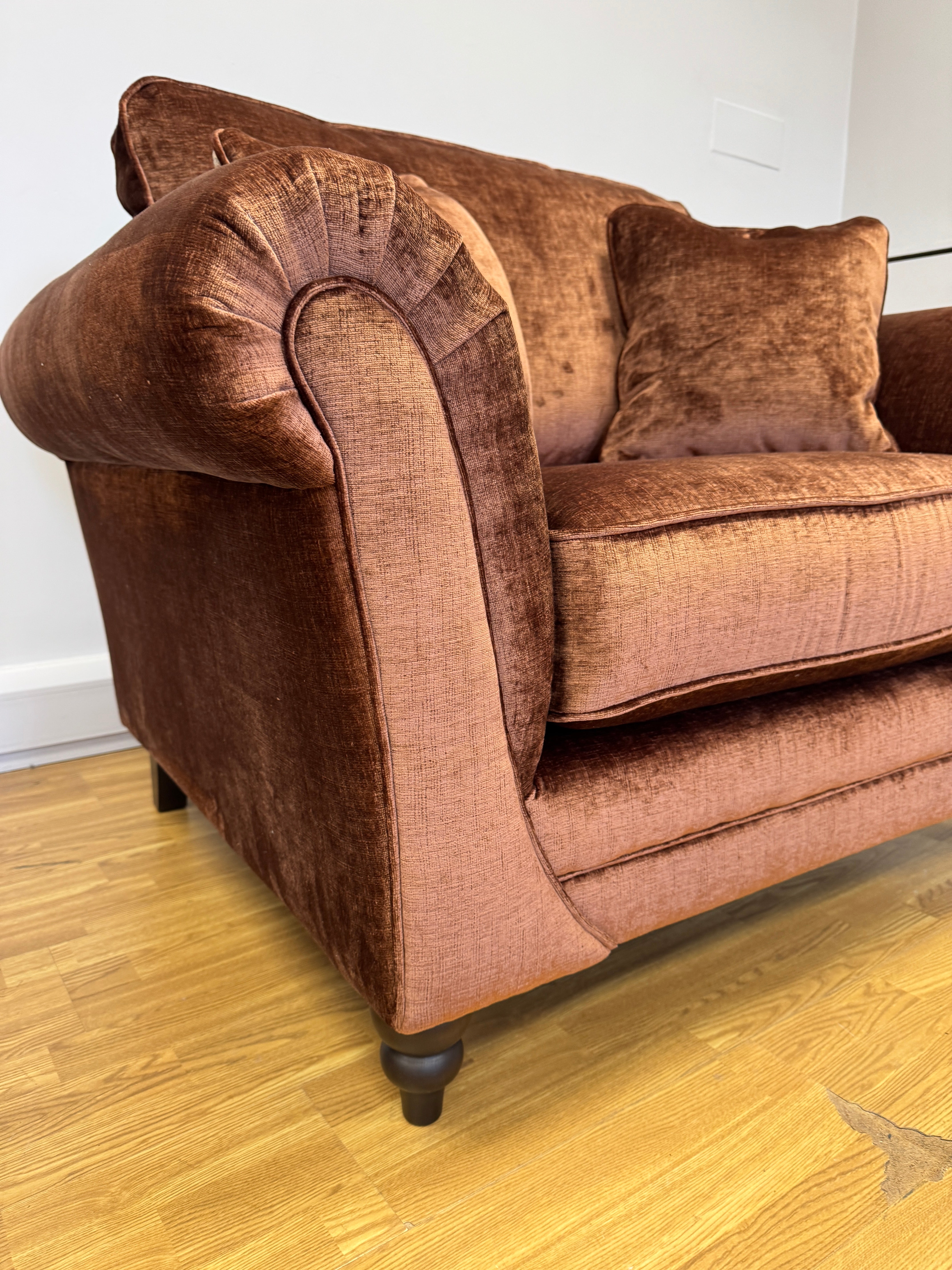 Danbury loveseat in Dion Brandy textured chenille fabric