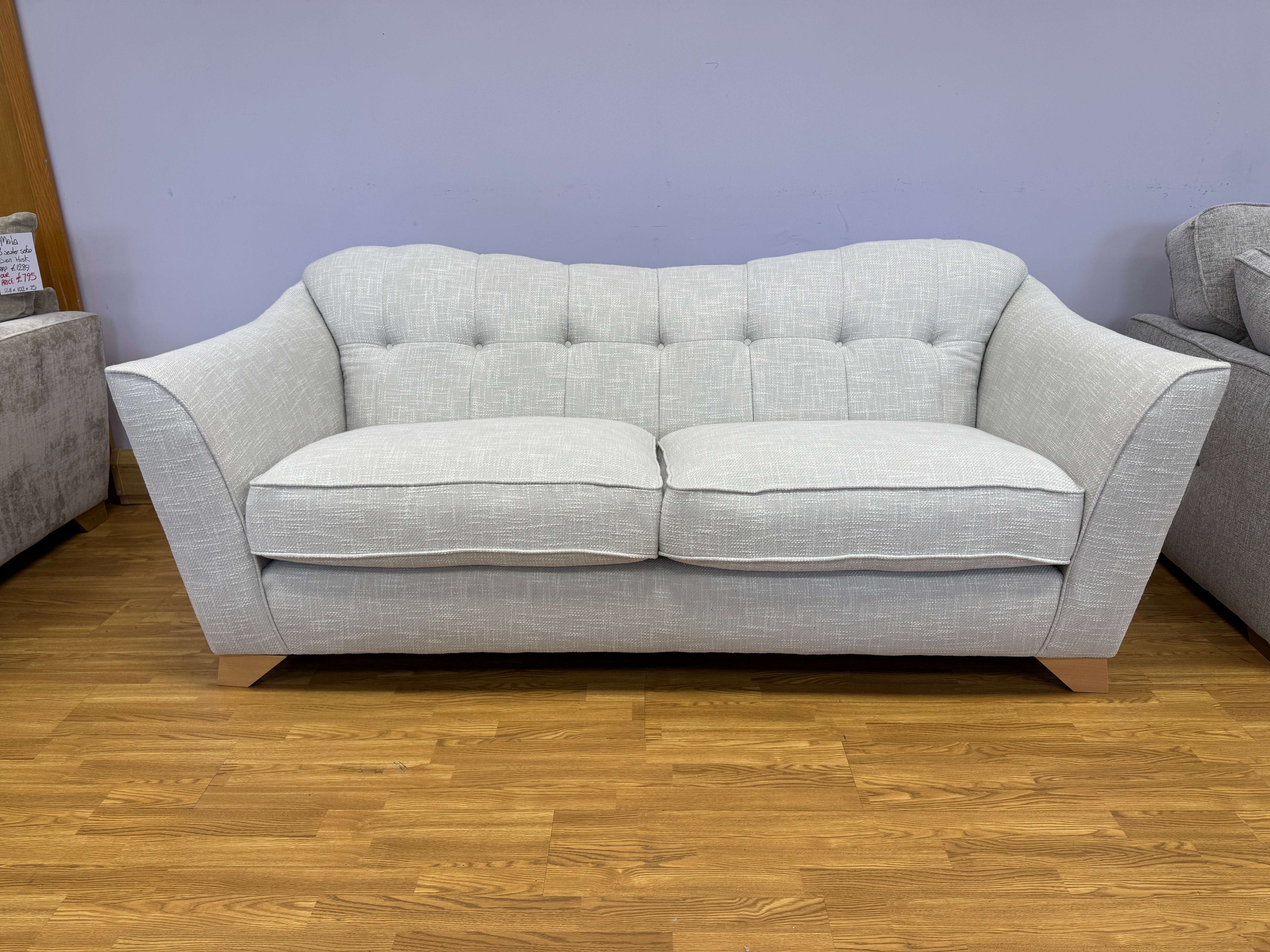Bartelli 3 seater sofa in Polly Cotton (light grey) fabric
