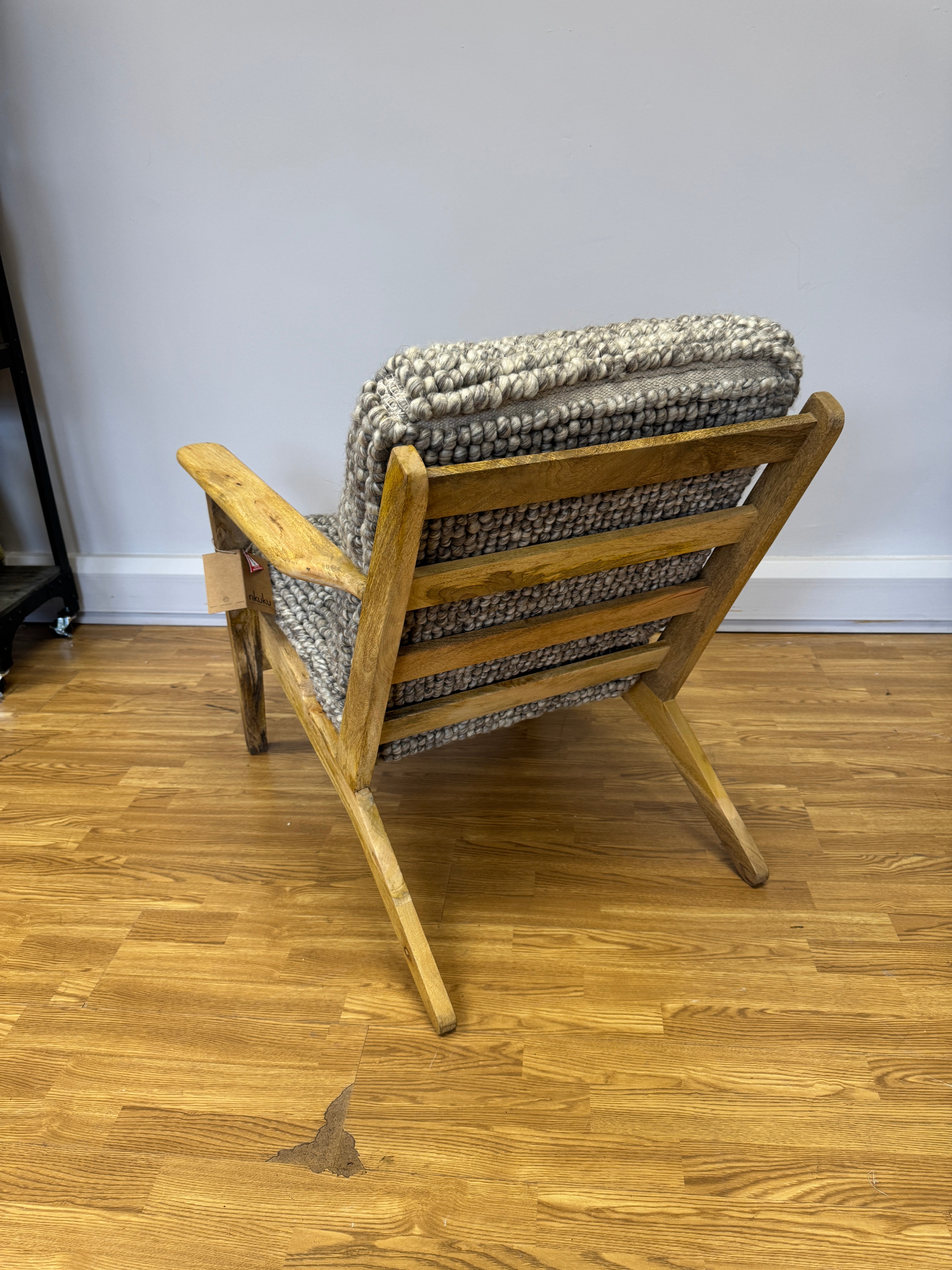 Nkuku Keya chunky natural weave & mango wood accent chair