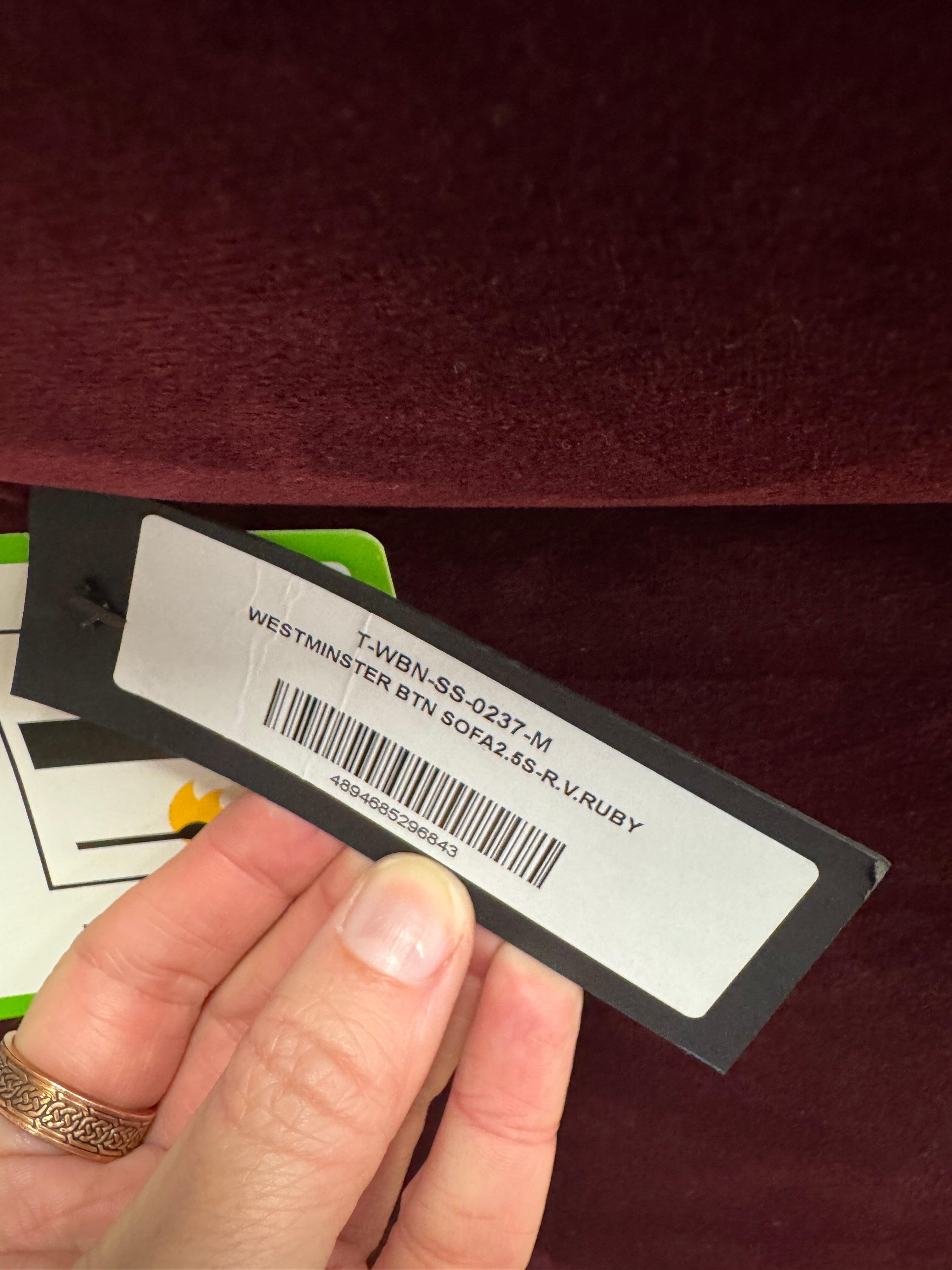 Timothy Oulton Westminster button 2.5 seater Chesterfield sofa in Ruby Purple velvet