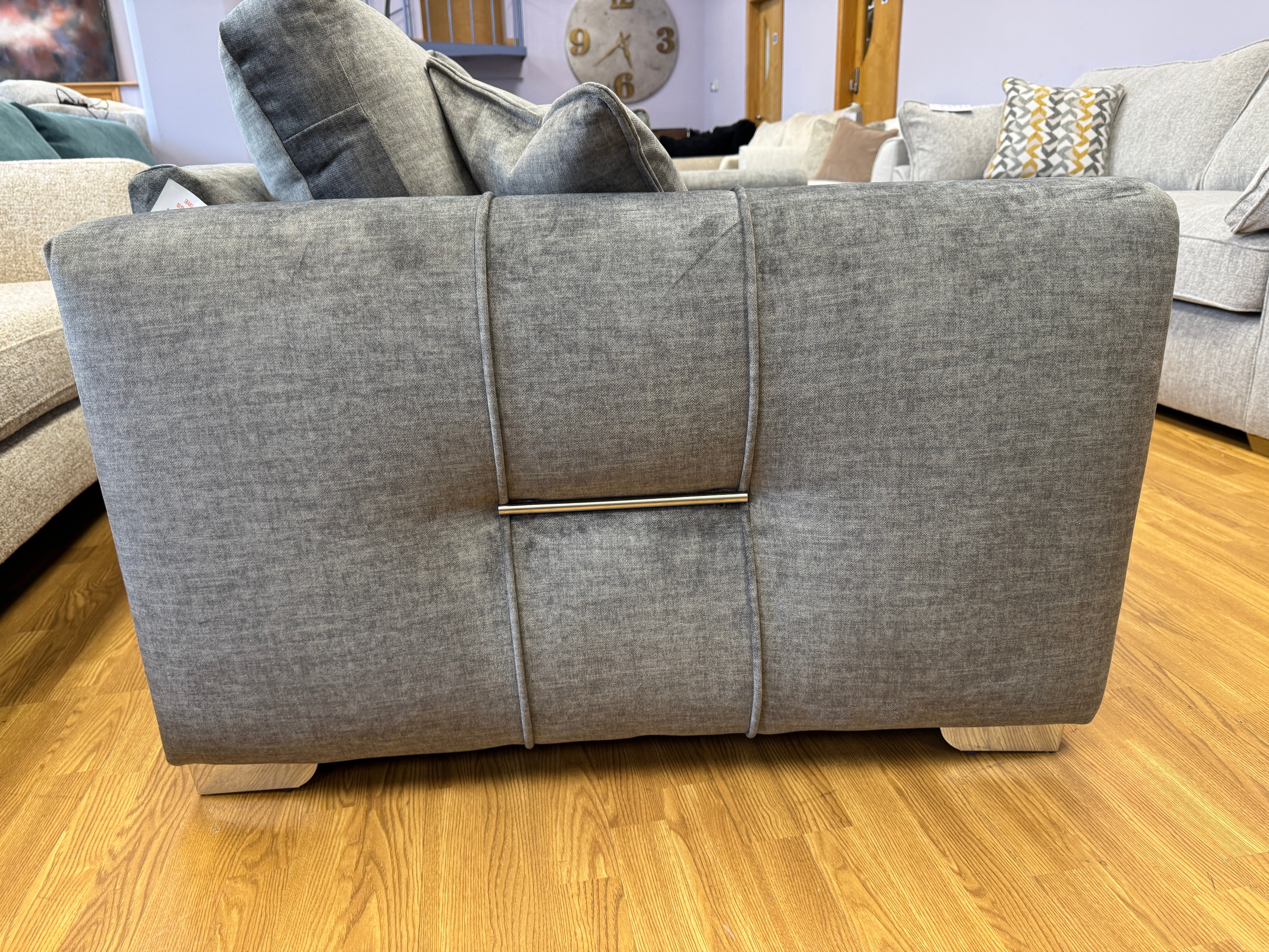 Kingham 2 seater sofa in Dalia dark grey velvet fabric