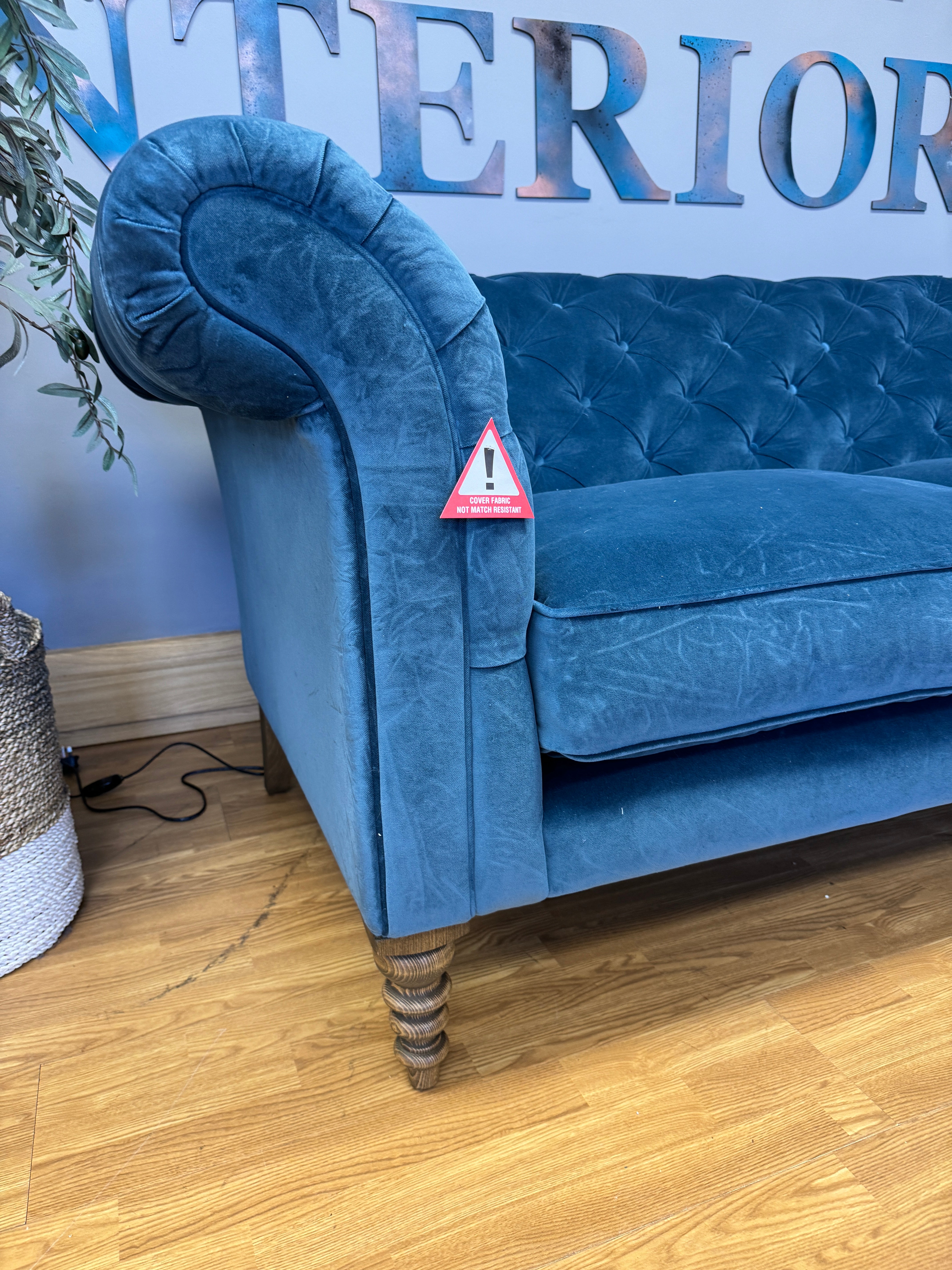 SOFA.COM OSCAR 2.5 seater Chesterfield sofa Scuba blue smart velvet