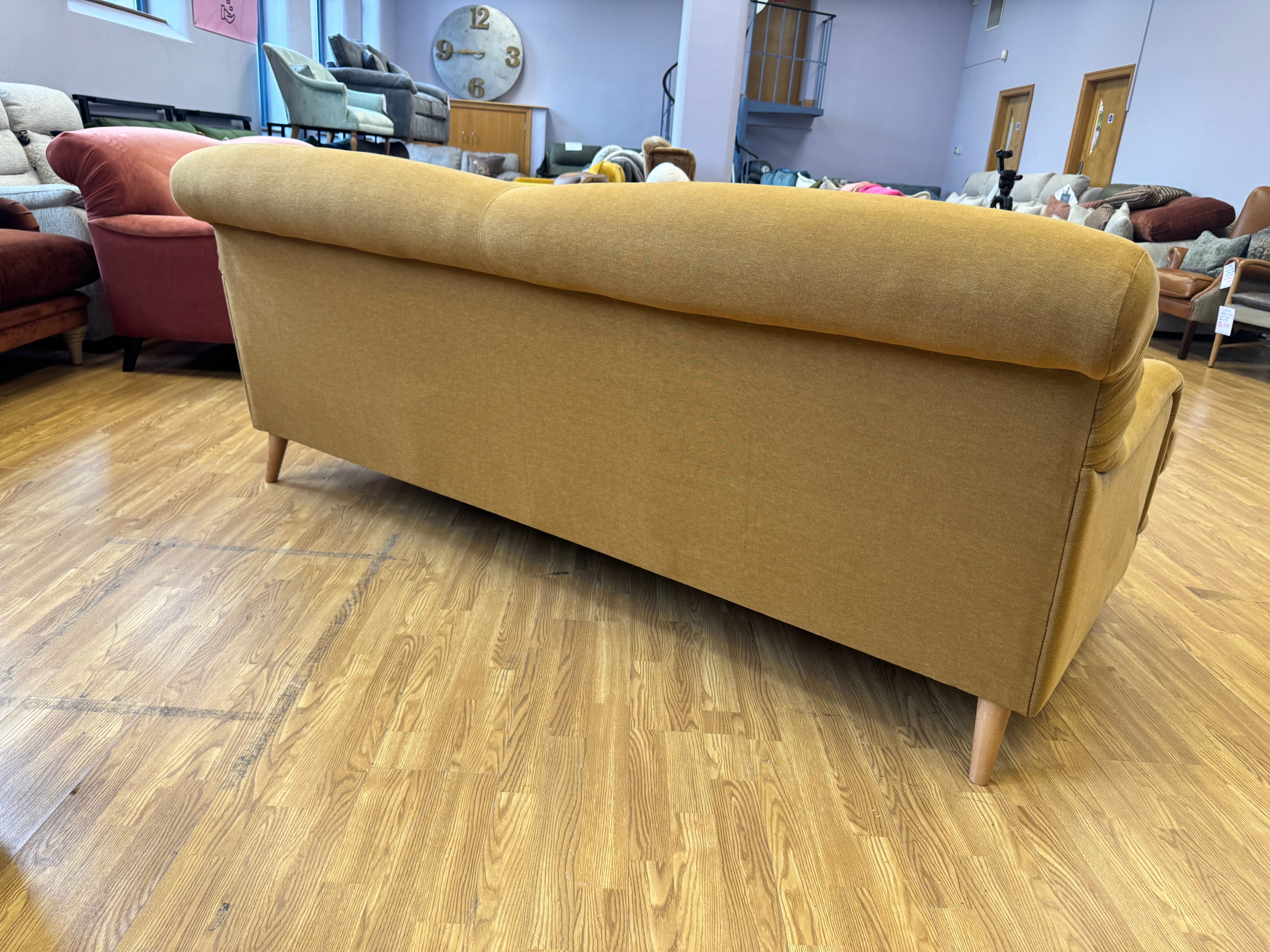 Pudding large sprung back 3 seater sofa in Treacle Tart Yellow (mustard) Linen
