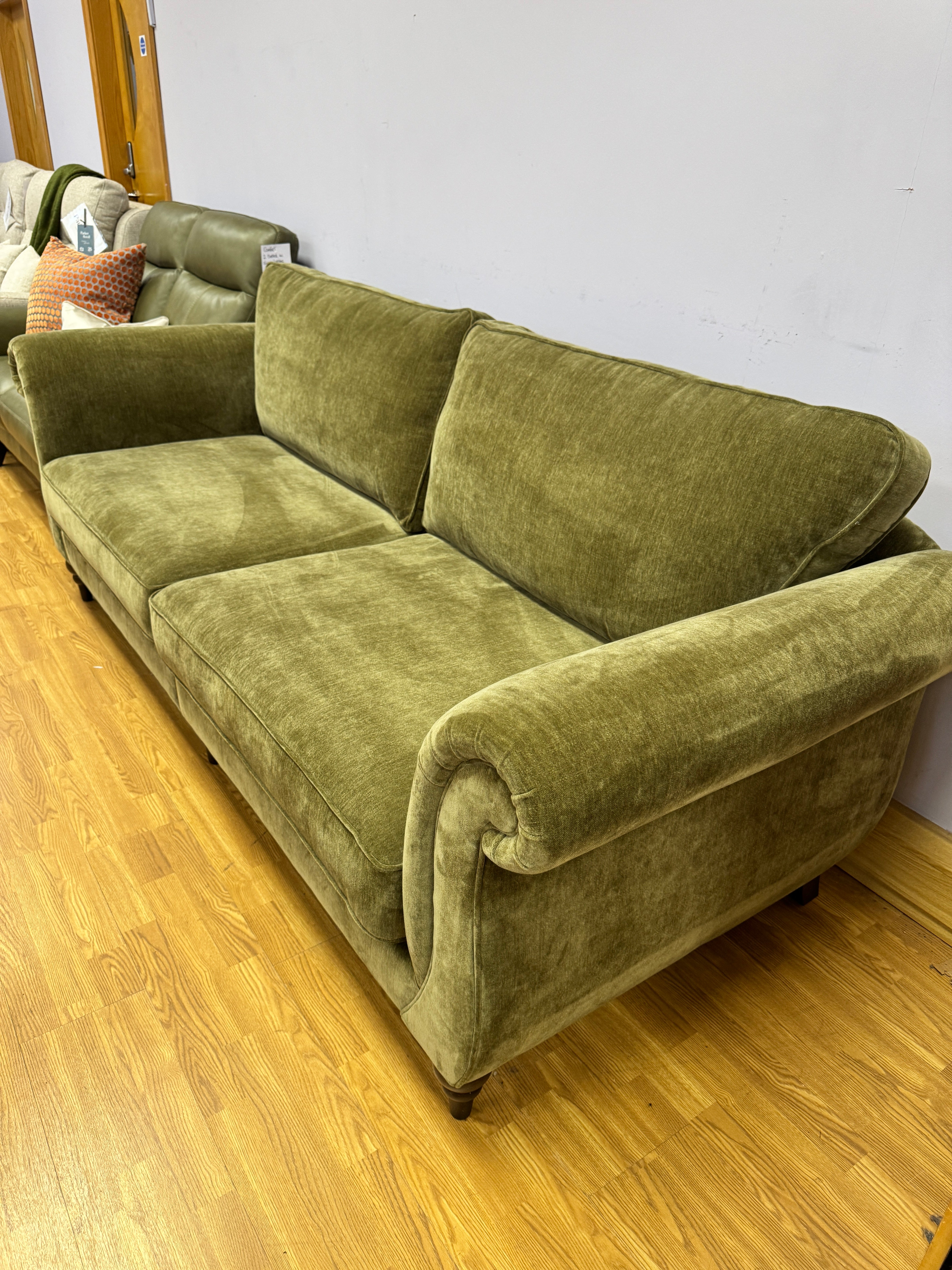 Buckingham XL 4 seater split sofa in Olive green Chenille fabric