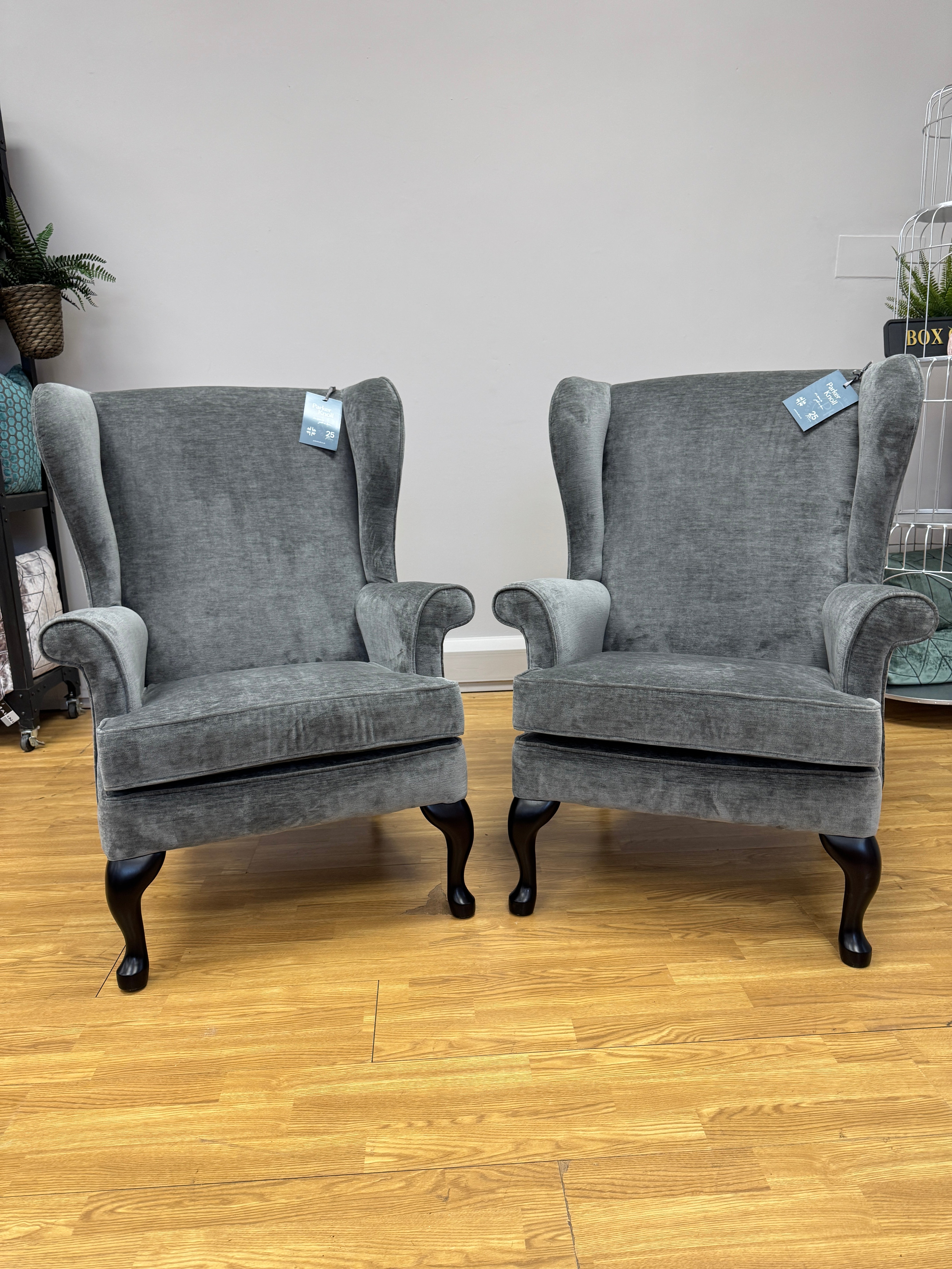 Parker Knoll Penshurst wingback chair in Grey velvet