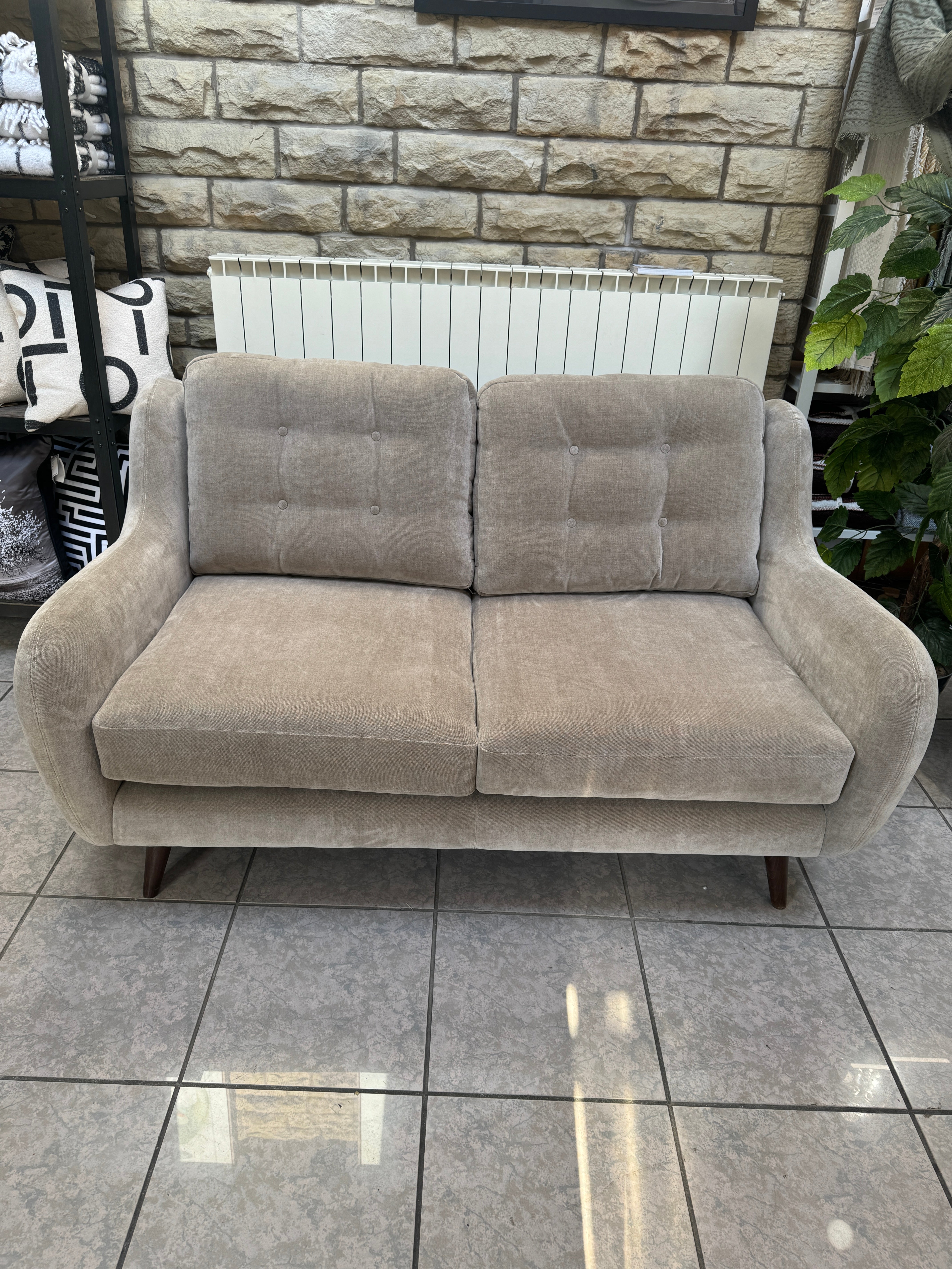 Camden 2 seater sofa standard back in taupe champagne chenille fabric