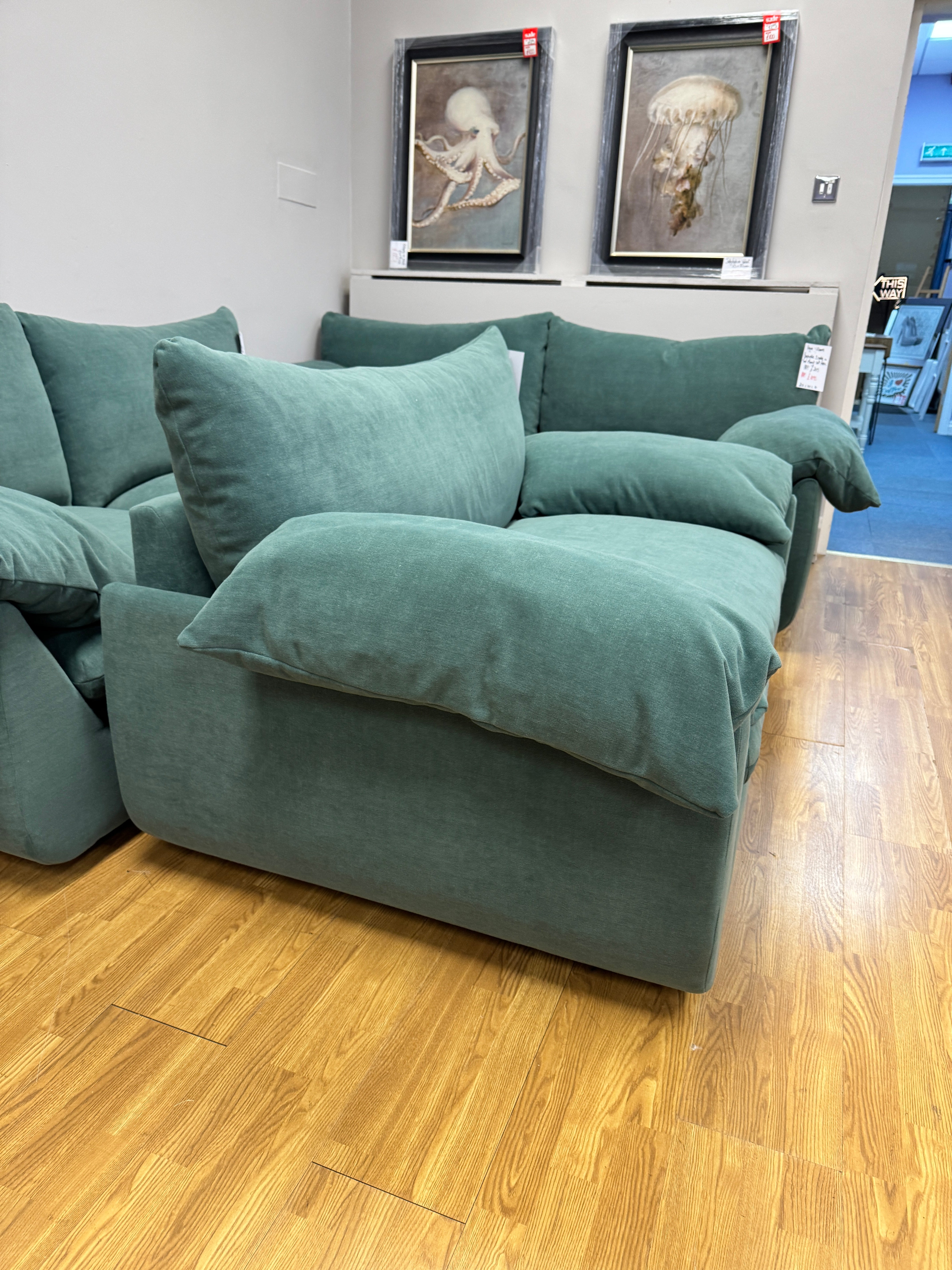 Bayside 4 seater sofa in Teal Midnight soft fabric