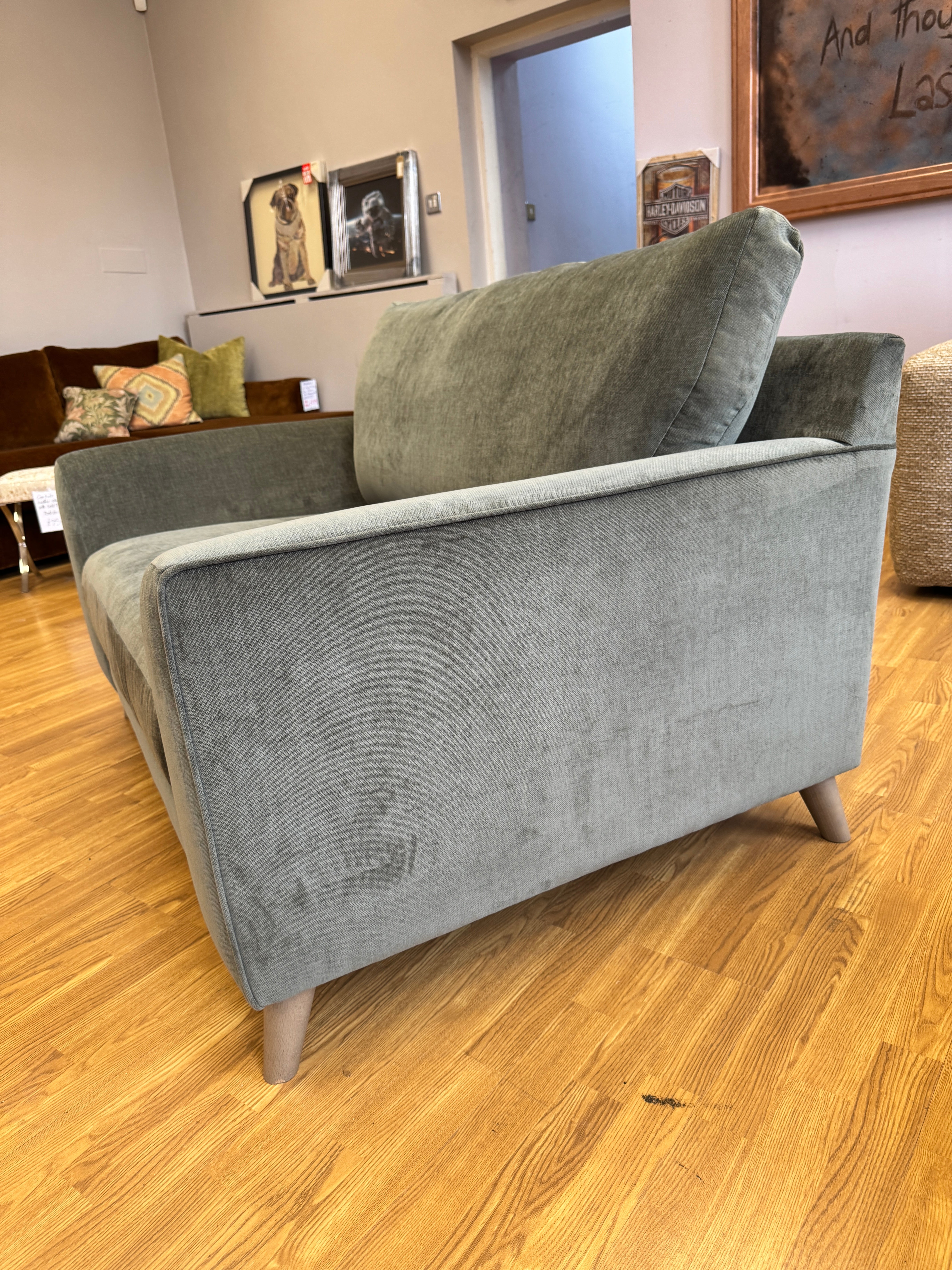 Tovi Loveseat in Spruce Green/Grey velvet