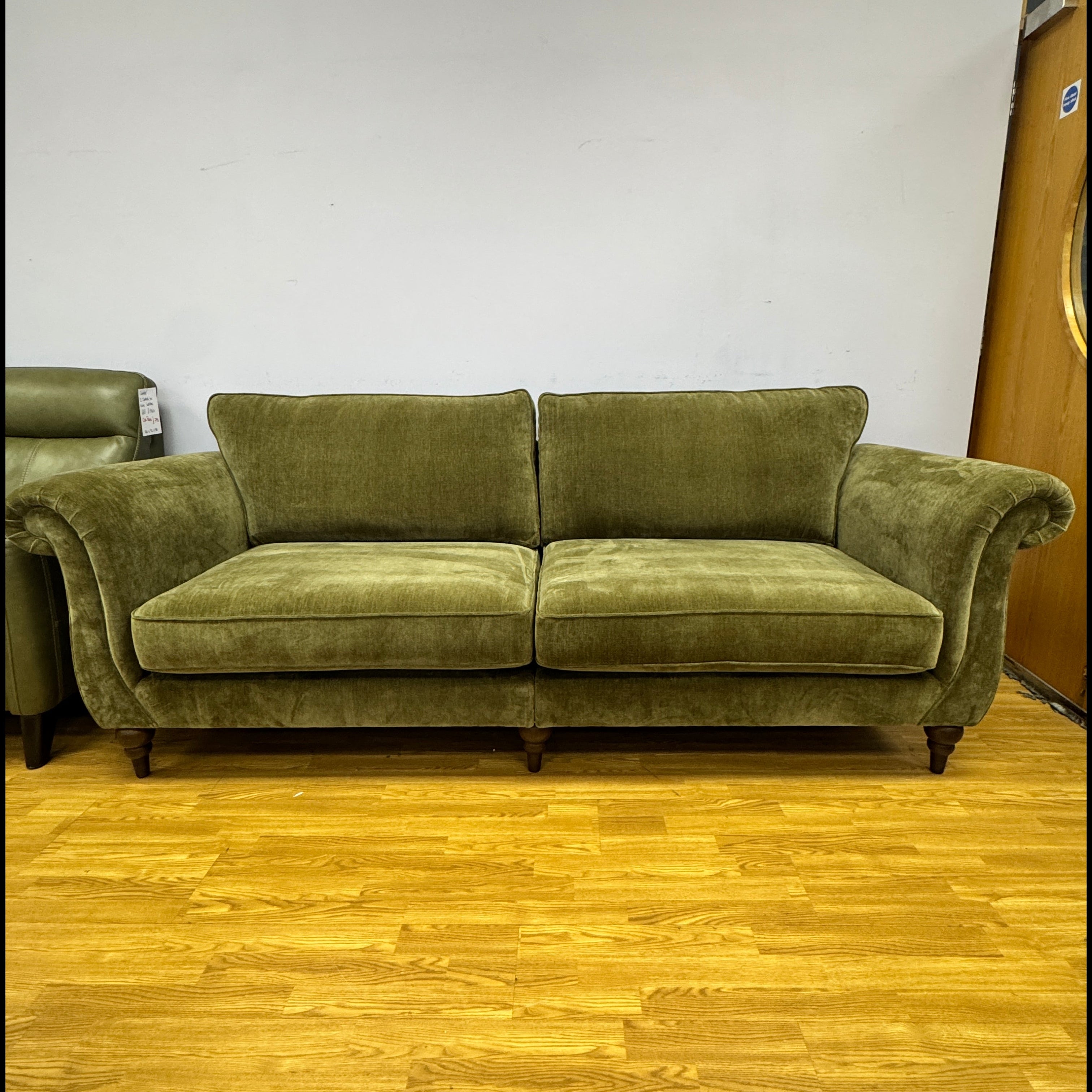 Buckingham XL 4 seater split sofa in Olive green Chenille fabric