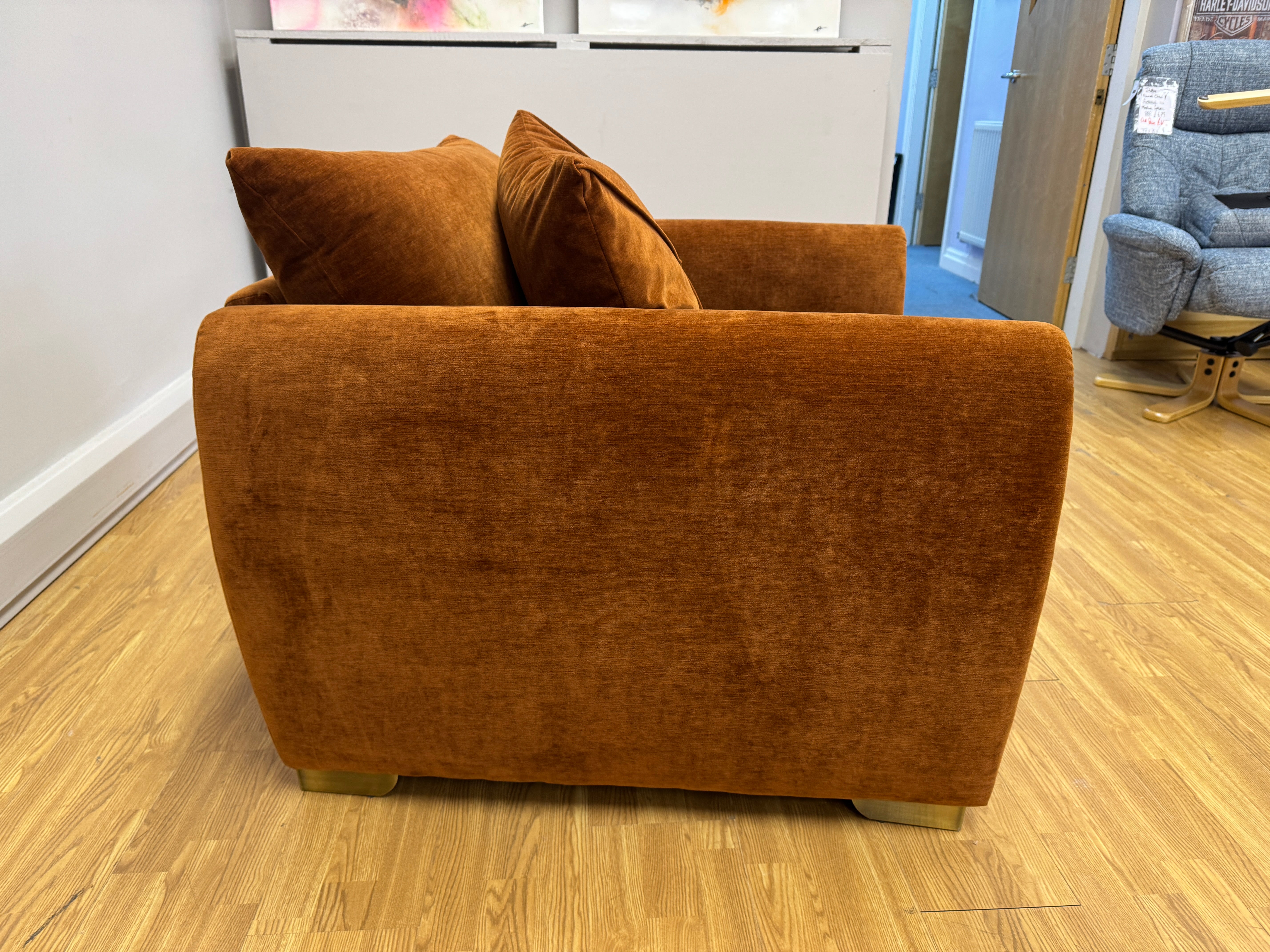 Sofology Hourglass large armchair in Rust / Burnt orange vintage velvet