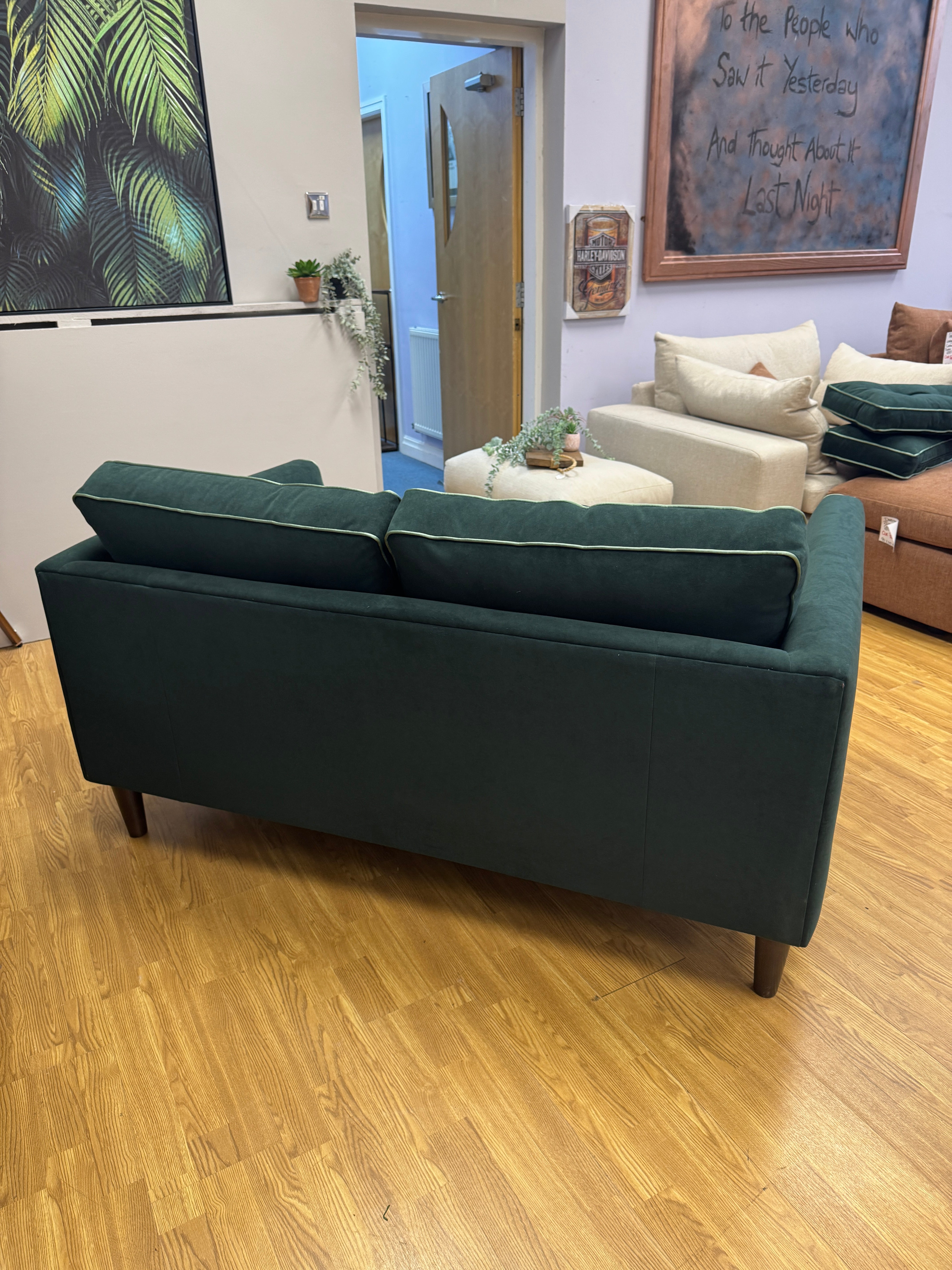 Cricket 2 seater sofa in Emerald green velvet