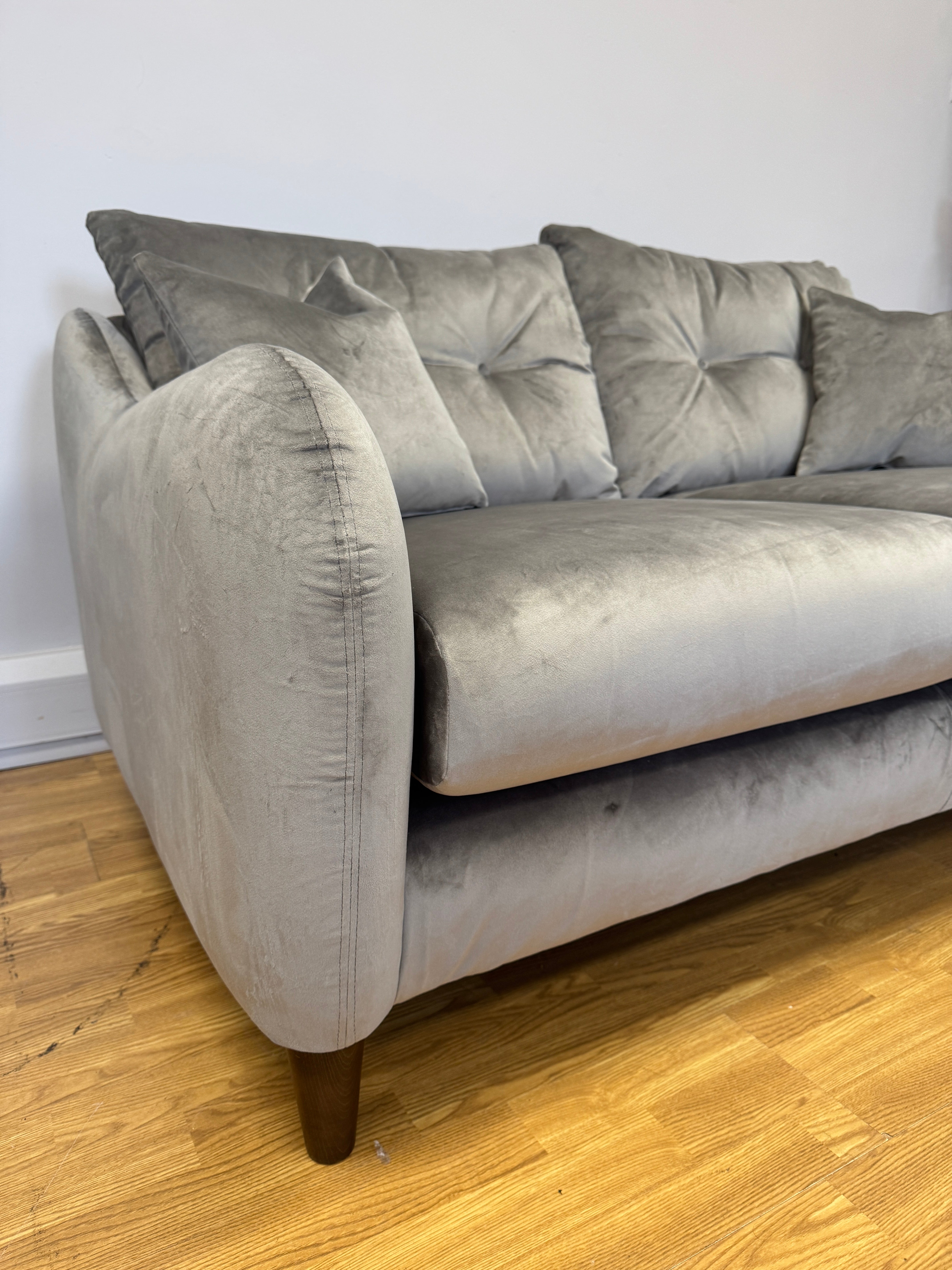 Ambleside 2 seater standard back sofa in Lumino Slate velvet